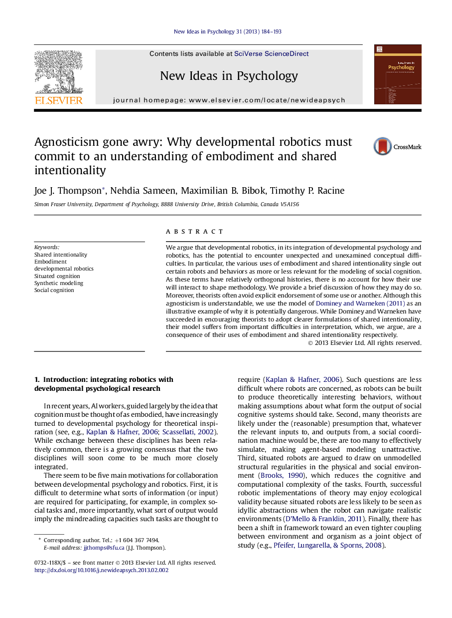 Agnosticism gone awry: Why developmental robotics must commit to an understanding of embodiment and shared intentionality