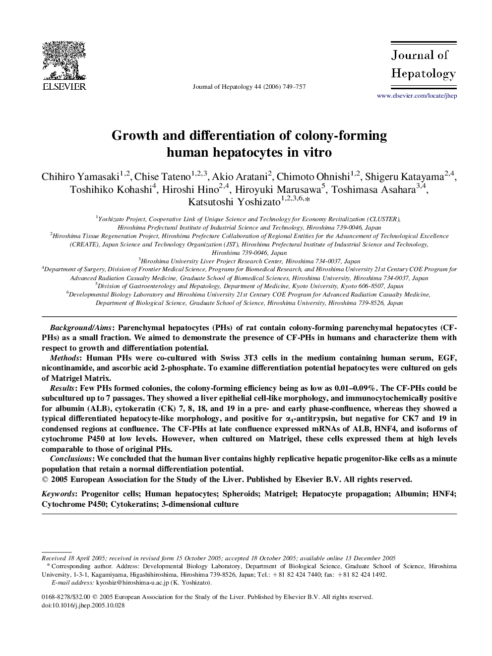 Growth and differentiation of colony-forming human hepatocytes in vitro