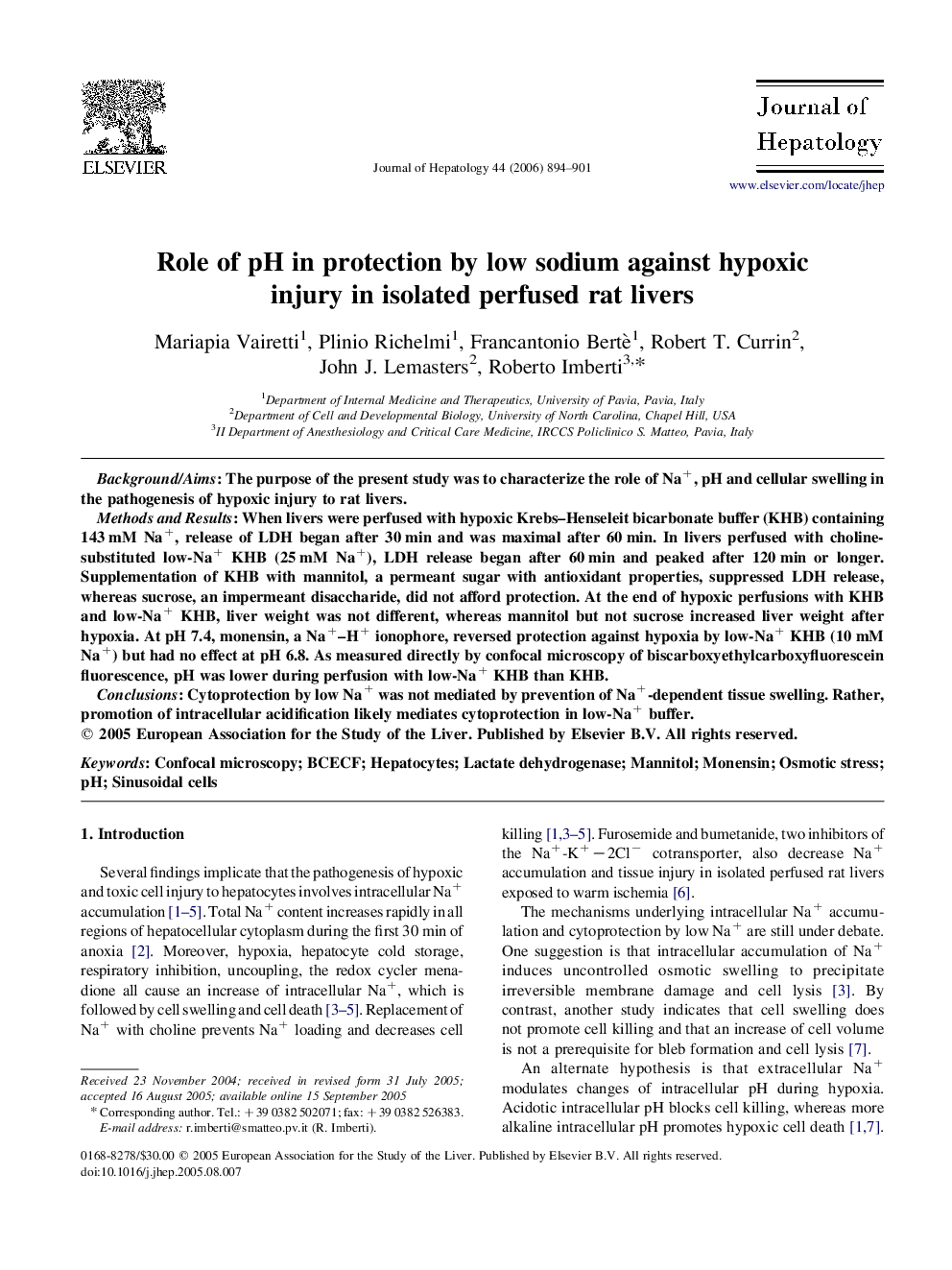 Role of pH in protection by low sodium against hypoxic injury in isolated perfused rat livers