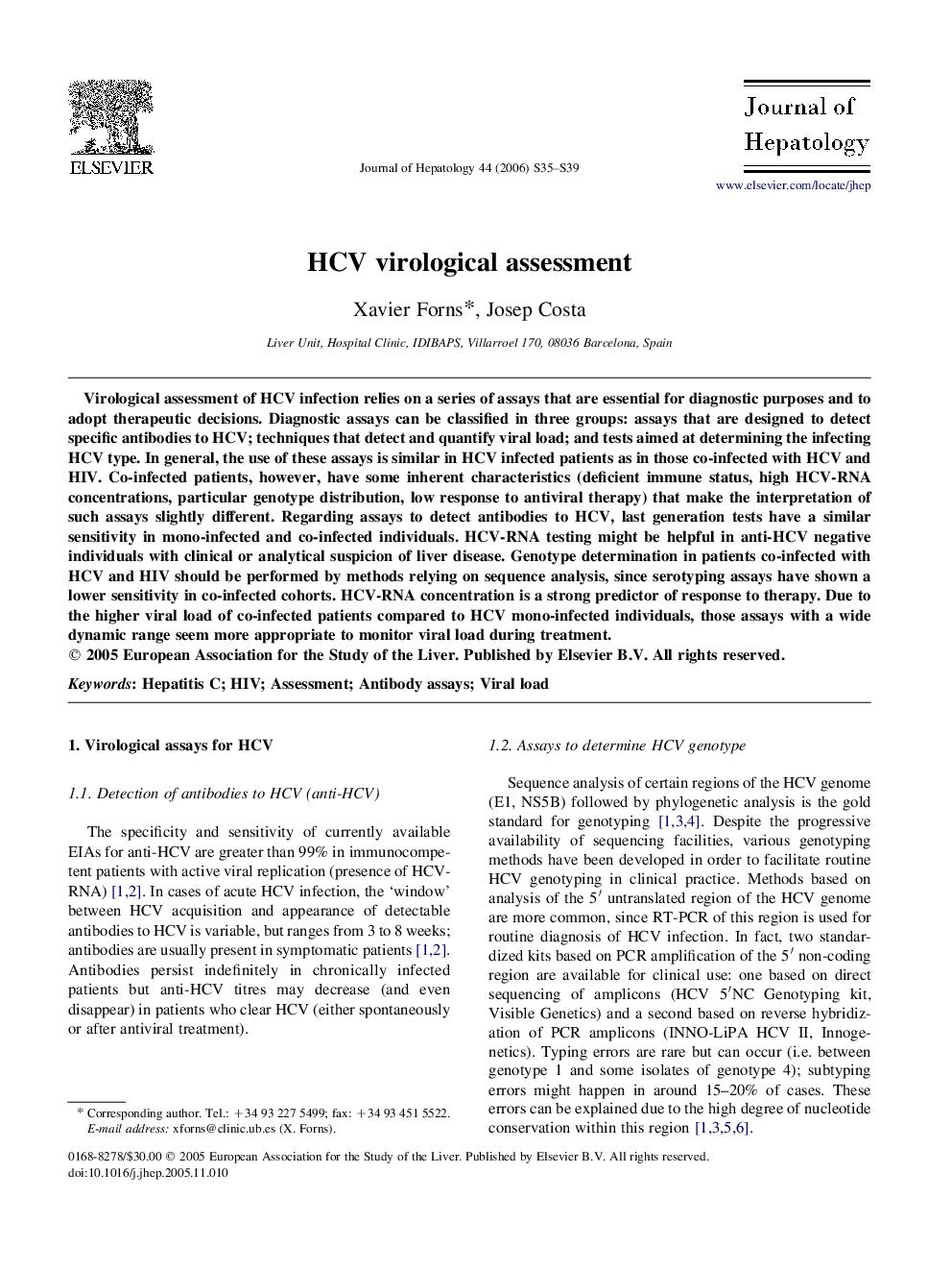 HCV virological assessment