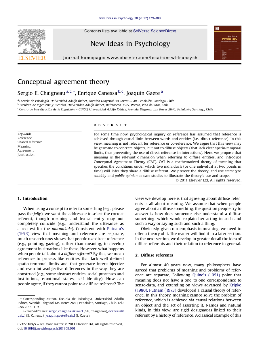 Conceptual agreement theory