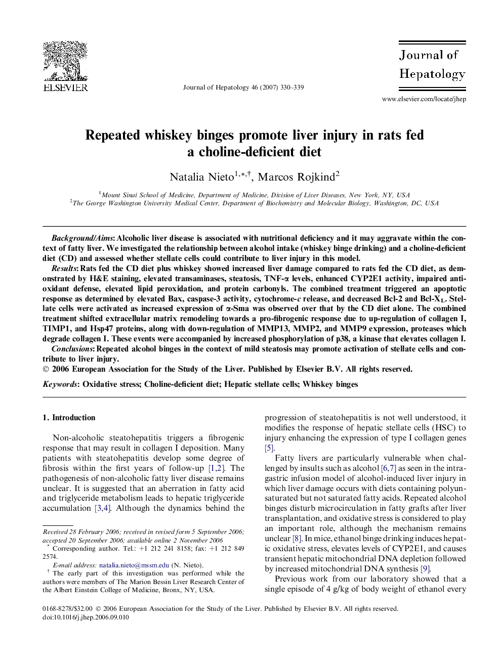 Repeated whiskey binges promote liver injury in rats fed a choline-deficient diet