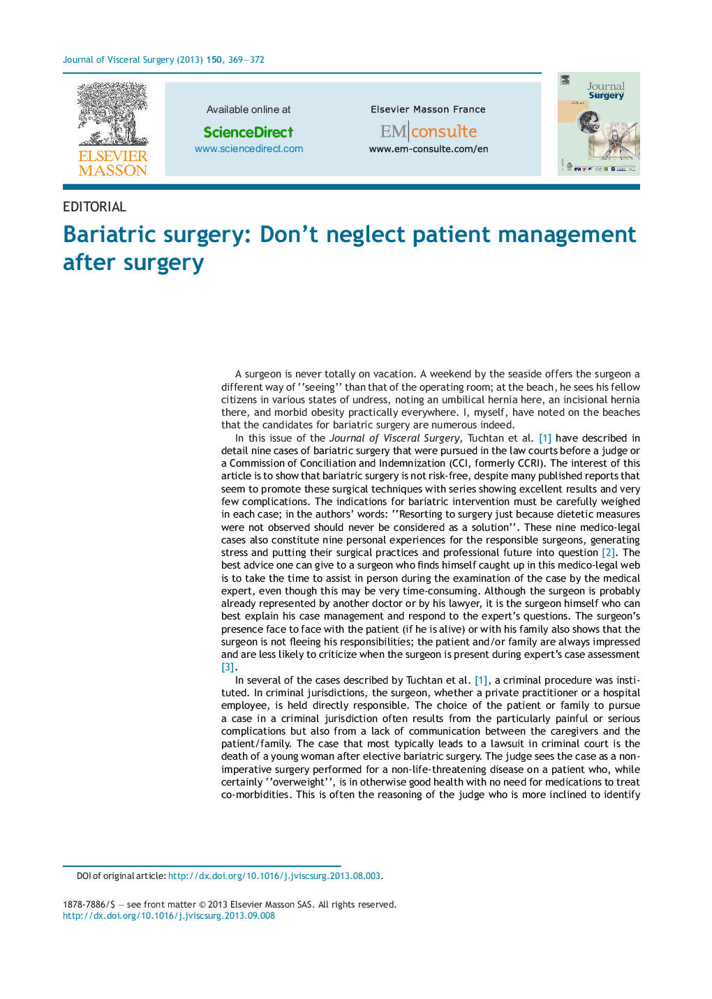 Bariatric surgery: Don't neglect patient management after surgery