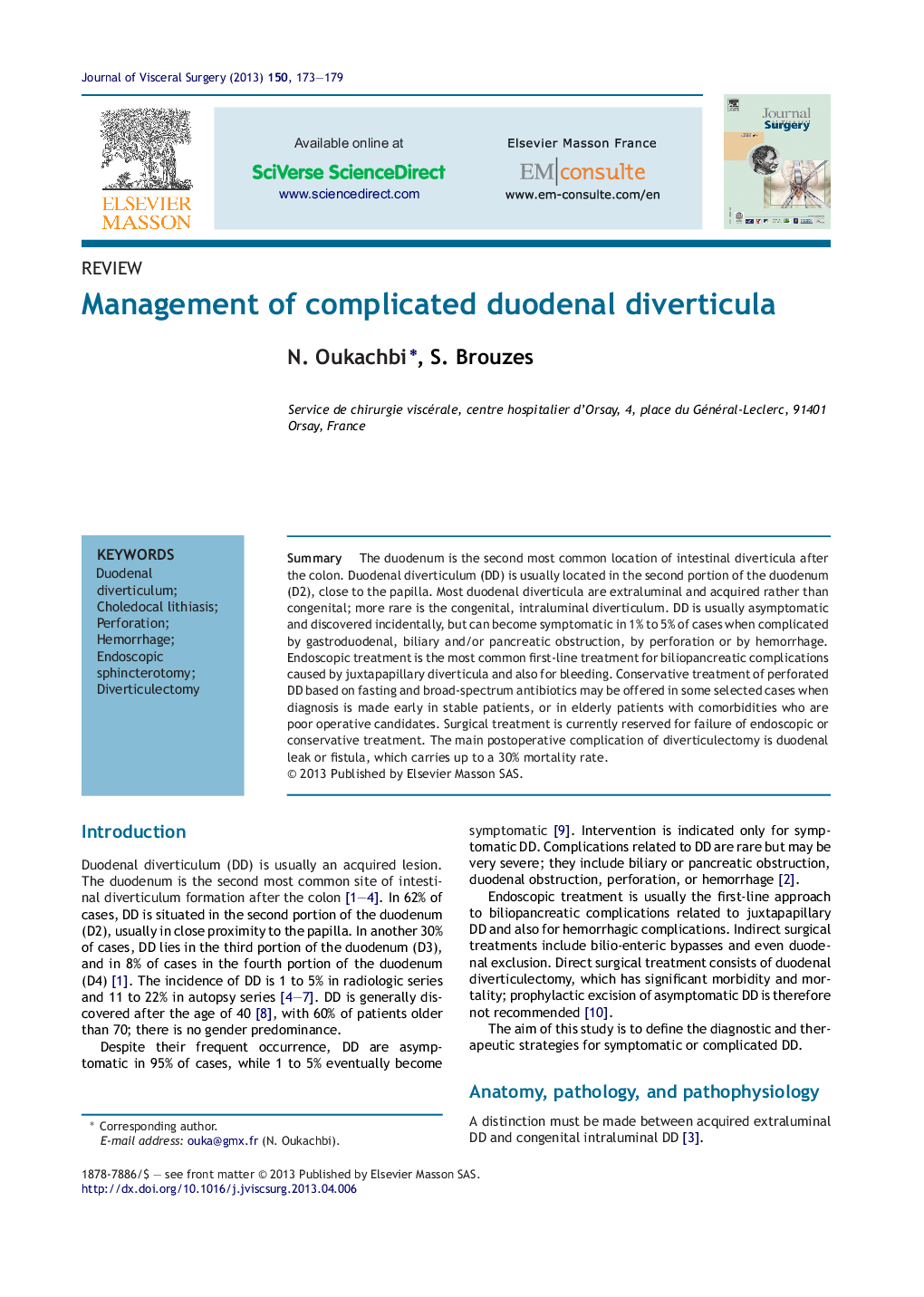 Management of complicated duodenal diverticula