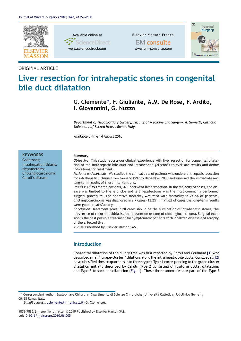 Liver resection for intrahepatic stones in congenital bile duct dilatation