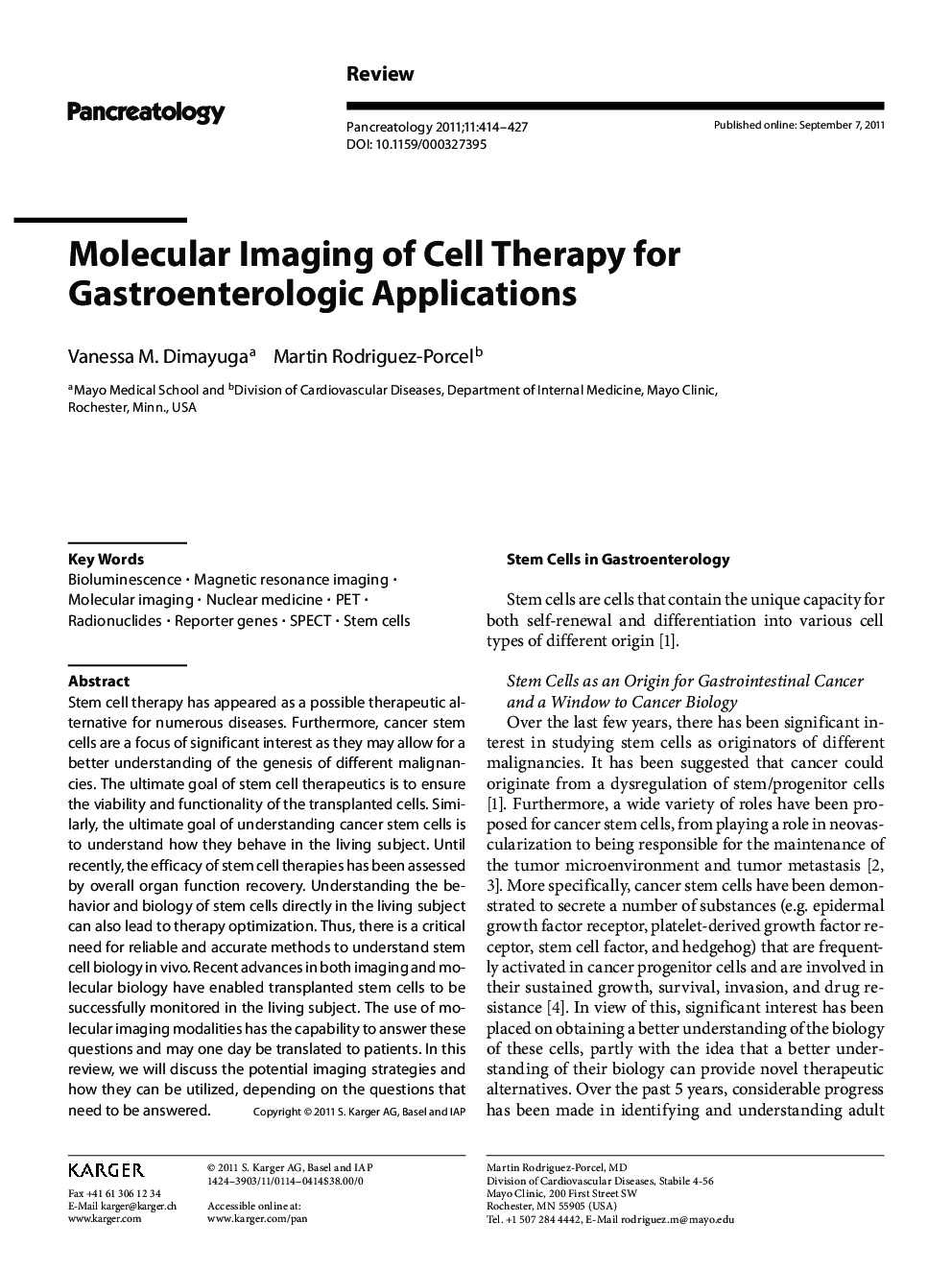 Molecular Imaging of Cell Therapy for Gastroenterologic Applications