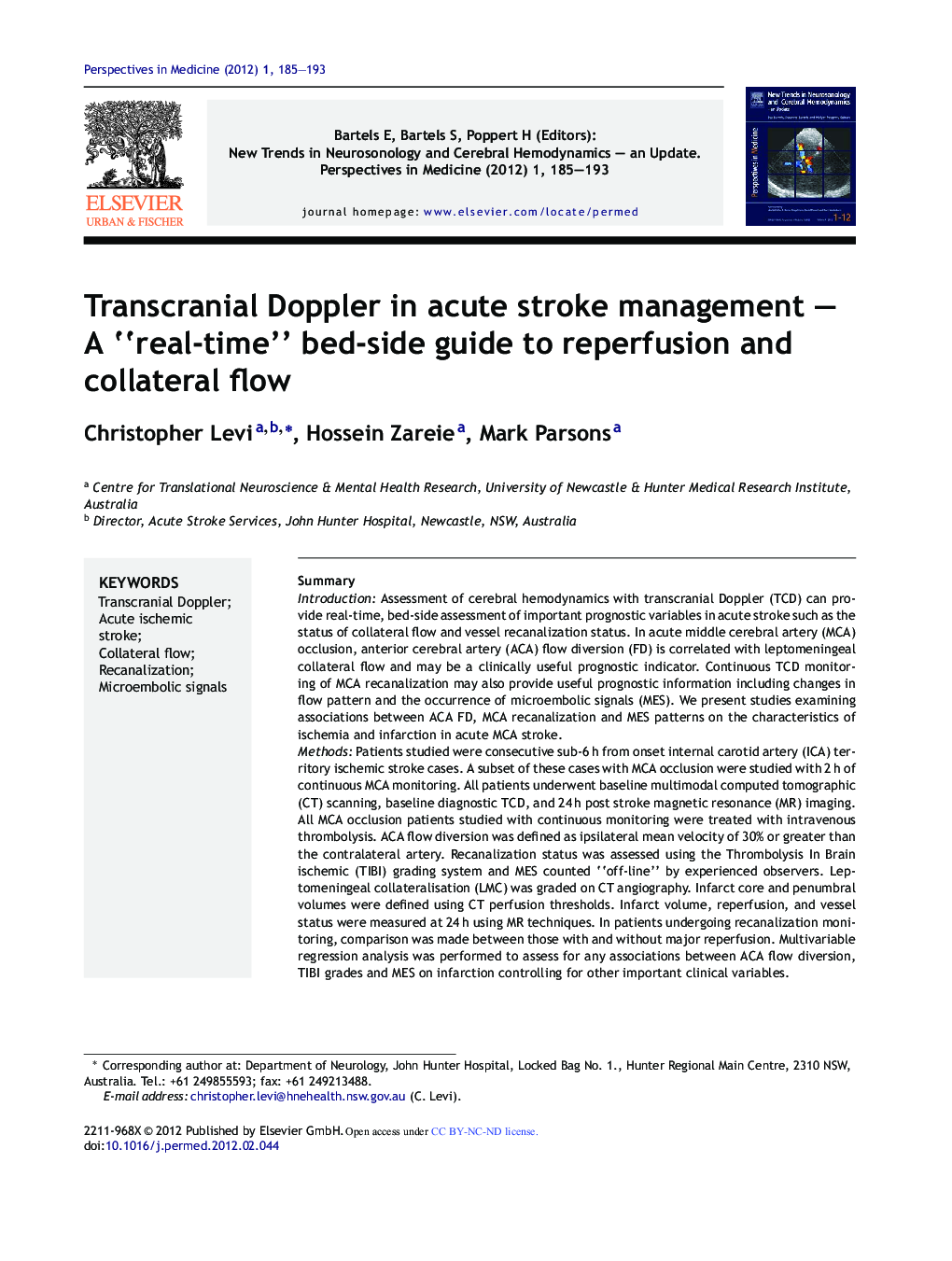 Transcranial Doppler in acute stroke management – A “real-time” bed-side guide to reperfusion and collateral flow