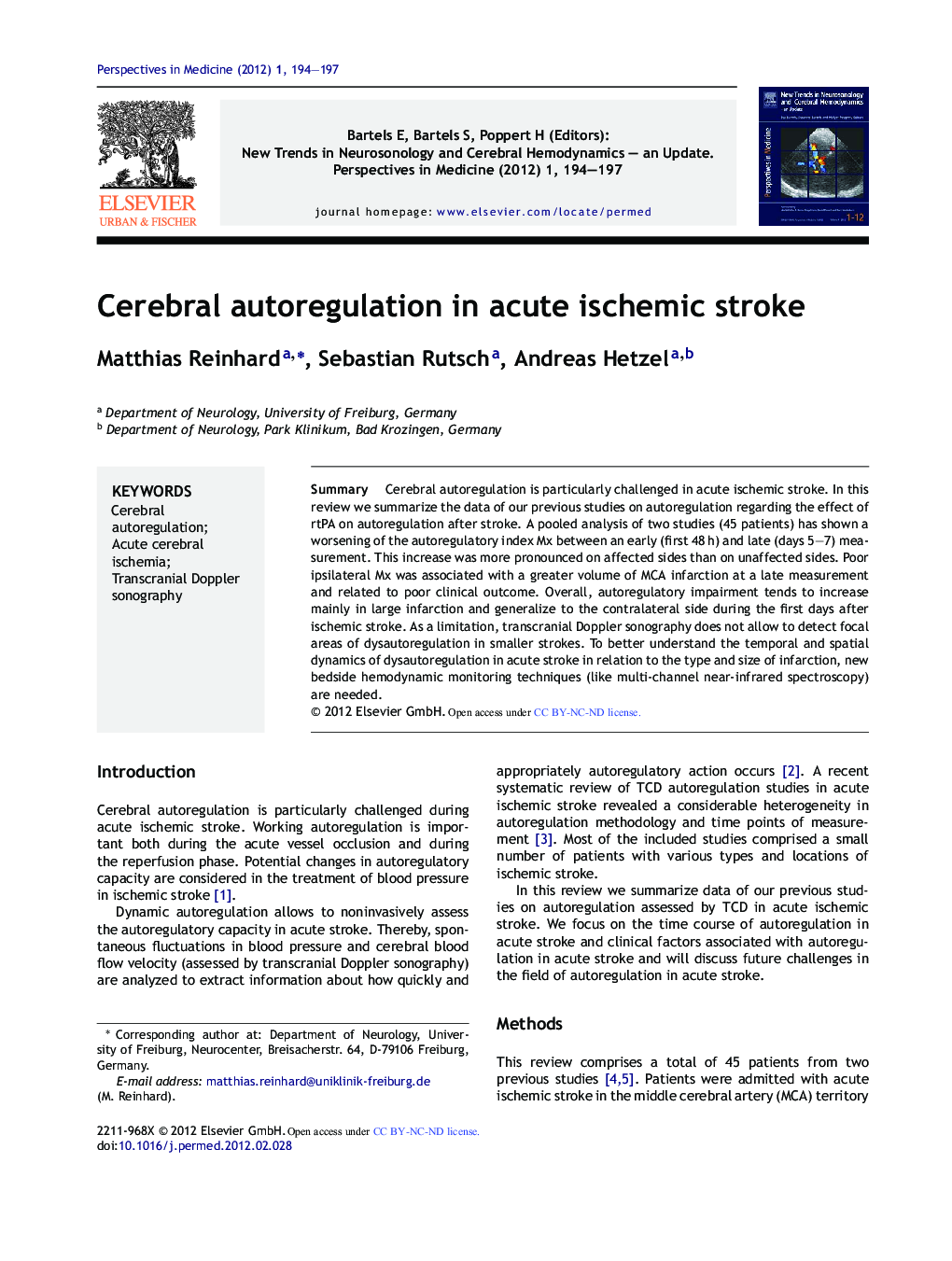 Cerebral autoregulation in acute ischemic stroke