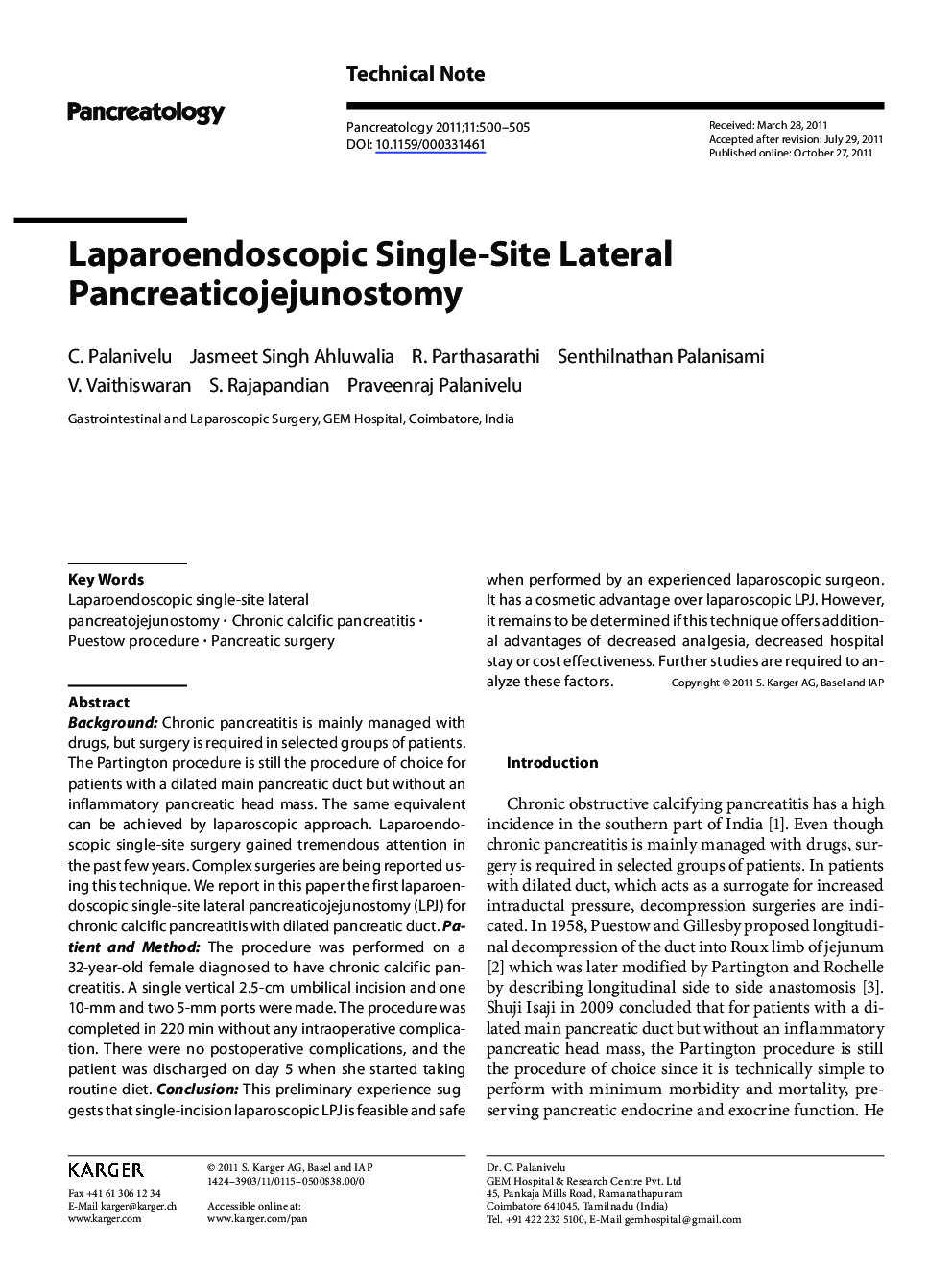 Laparoendoscopic Single-Site Lateral Pancreaticojejunostomy