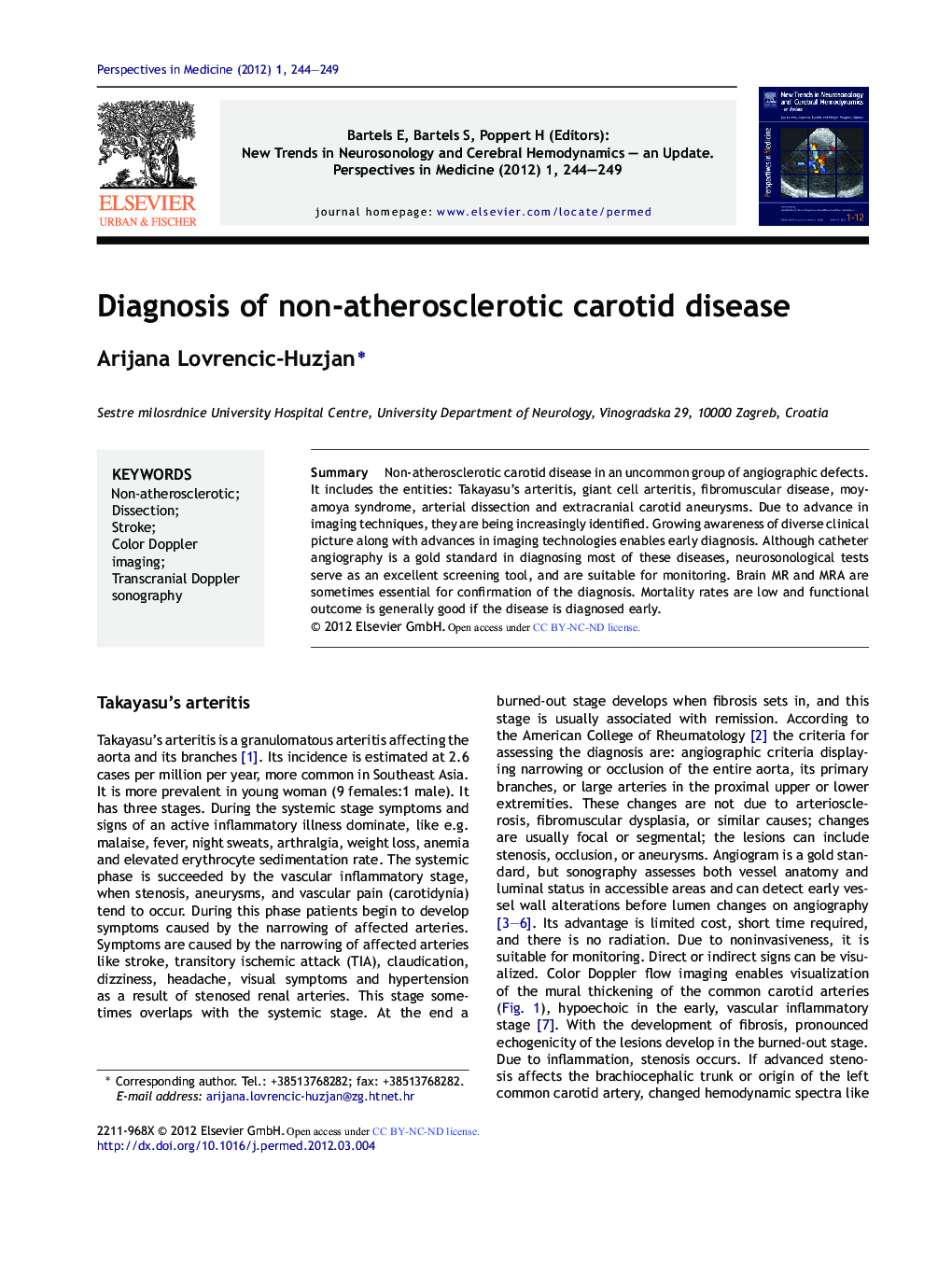 Diagnosis of non-atherosclerotic carotid disease