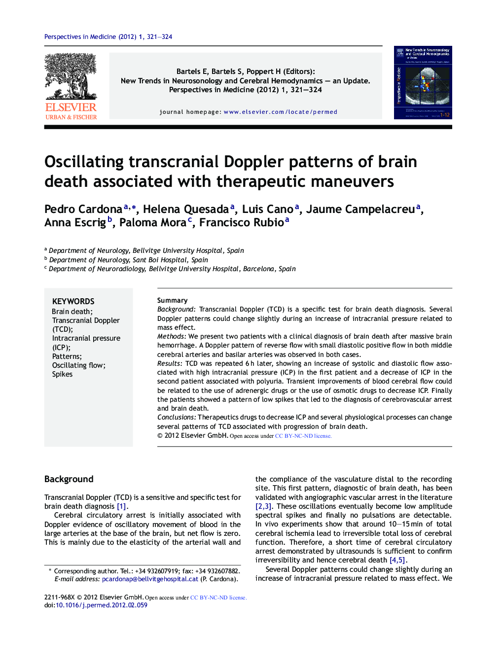 Oscillating transcranial Doppler patterns of brain death associated with therapeutic maneuvers