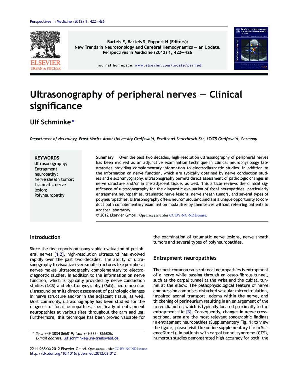 Ultrasonography of peripheral nerves – Clinical significance