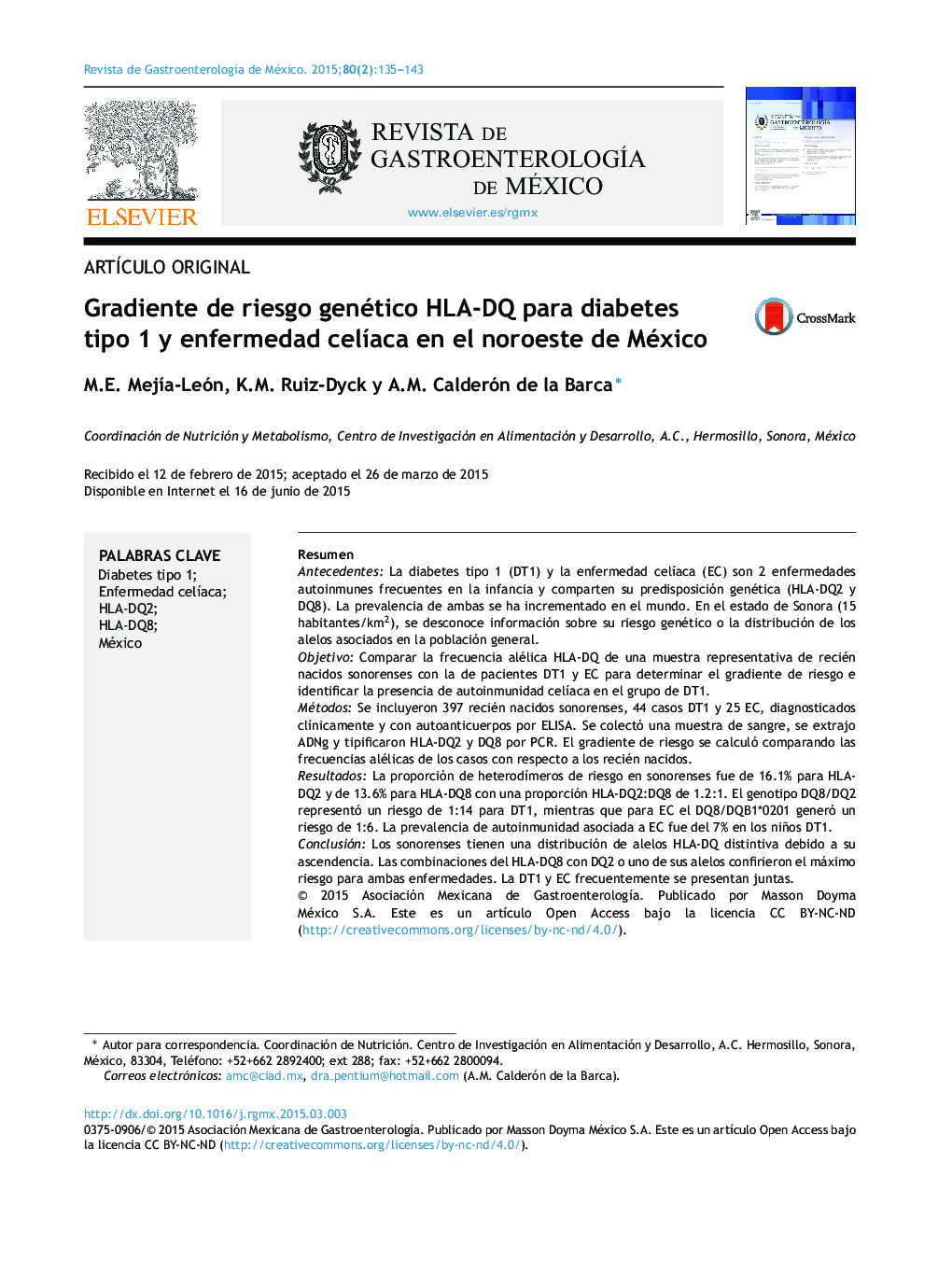 Gradiente de riesgo genético HLA-DQ para diabetes tipo 1 y enfermedad celíaca en el noroeste de México