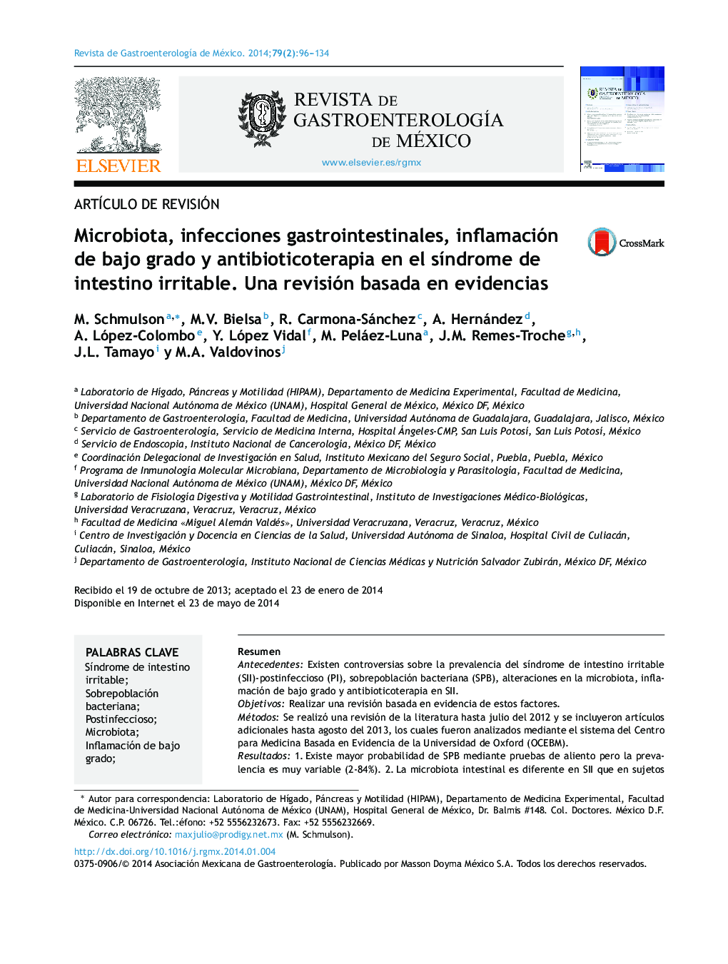 Microbiota, infecciones gastrointestinales, inflamación de bajo grado y antibioticoterapia en el síndrome de intestino irritable. Una revisión basada en evidencias