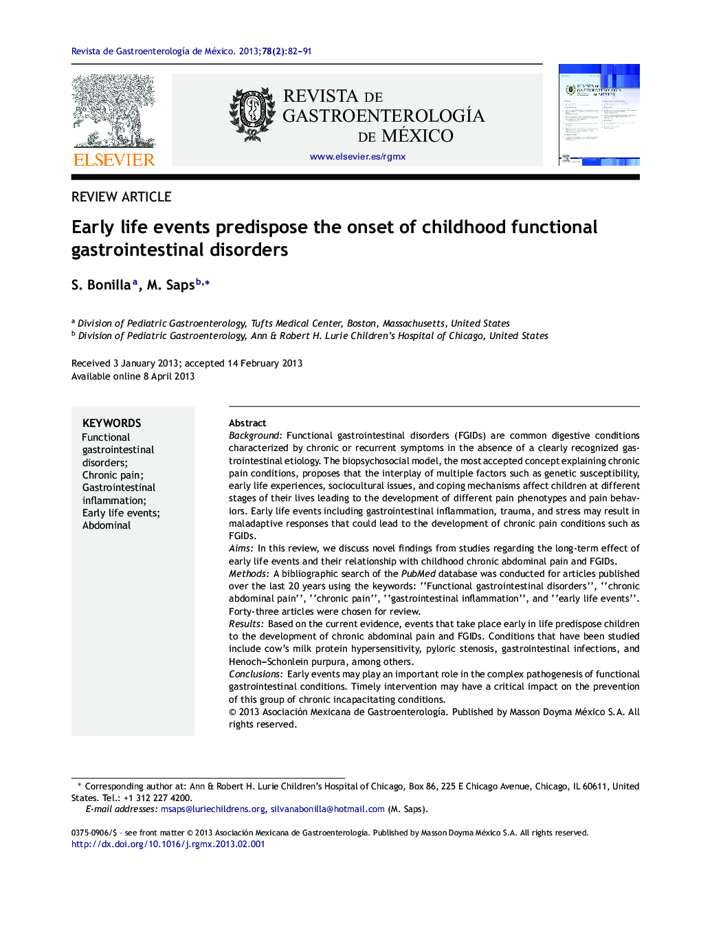 Early life events predispose the onset of childhood functional gastrointestinal disorders