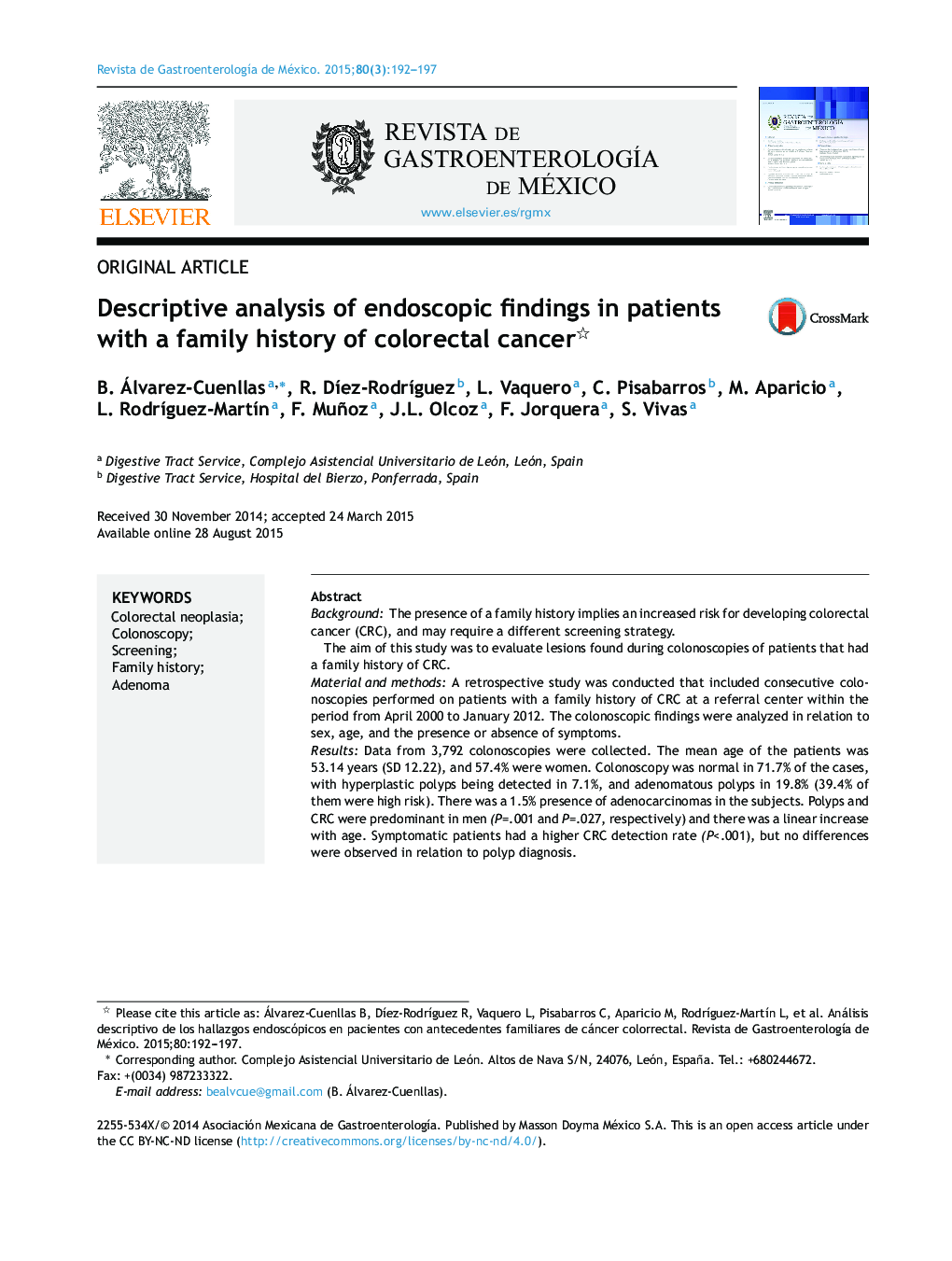 Descriptive analysis of endoscopic findings in patients with a family history of colorectal cancer 