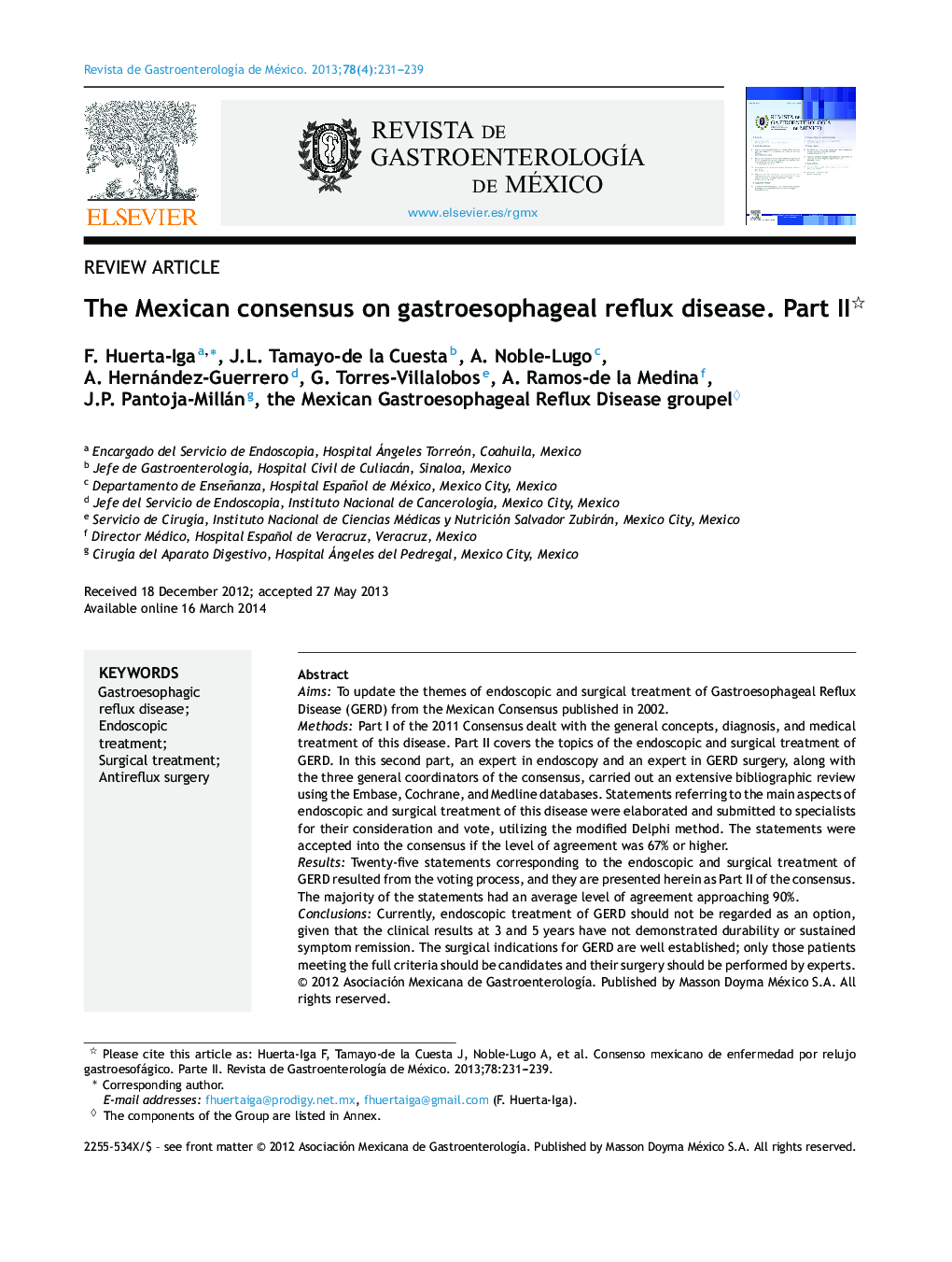 The Mexican consensus on gastroesophageal reflux disease. Part II 