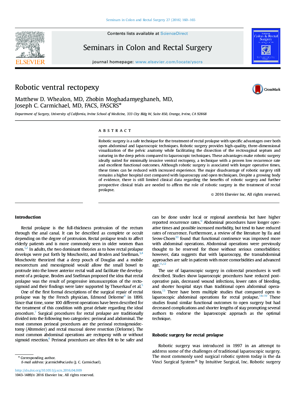 Robotic ventral rectopexy