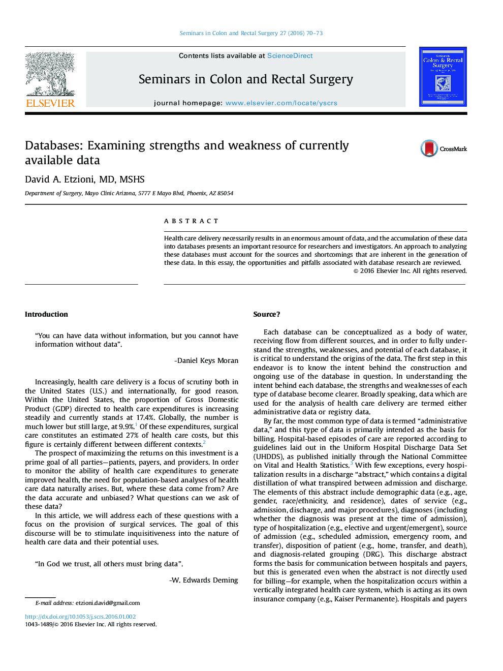 Databases: Examining strengths and weakness of currently available data