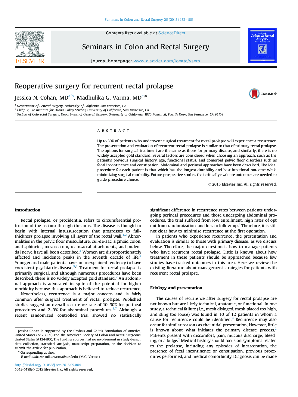 Reoperative surgery for recurrent rectal prolapse