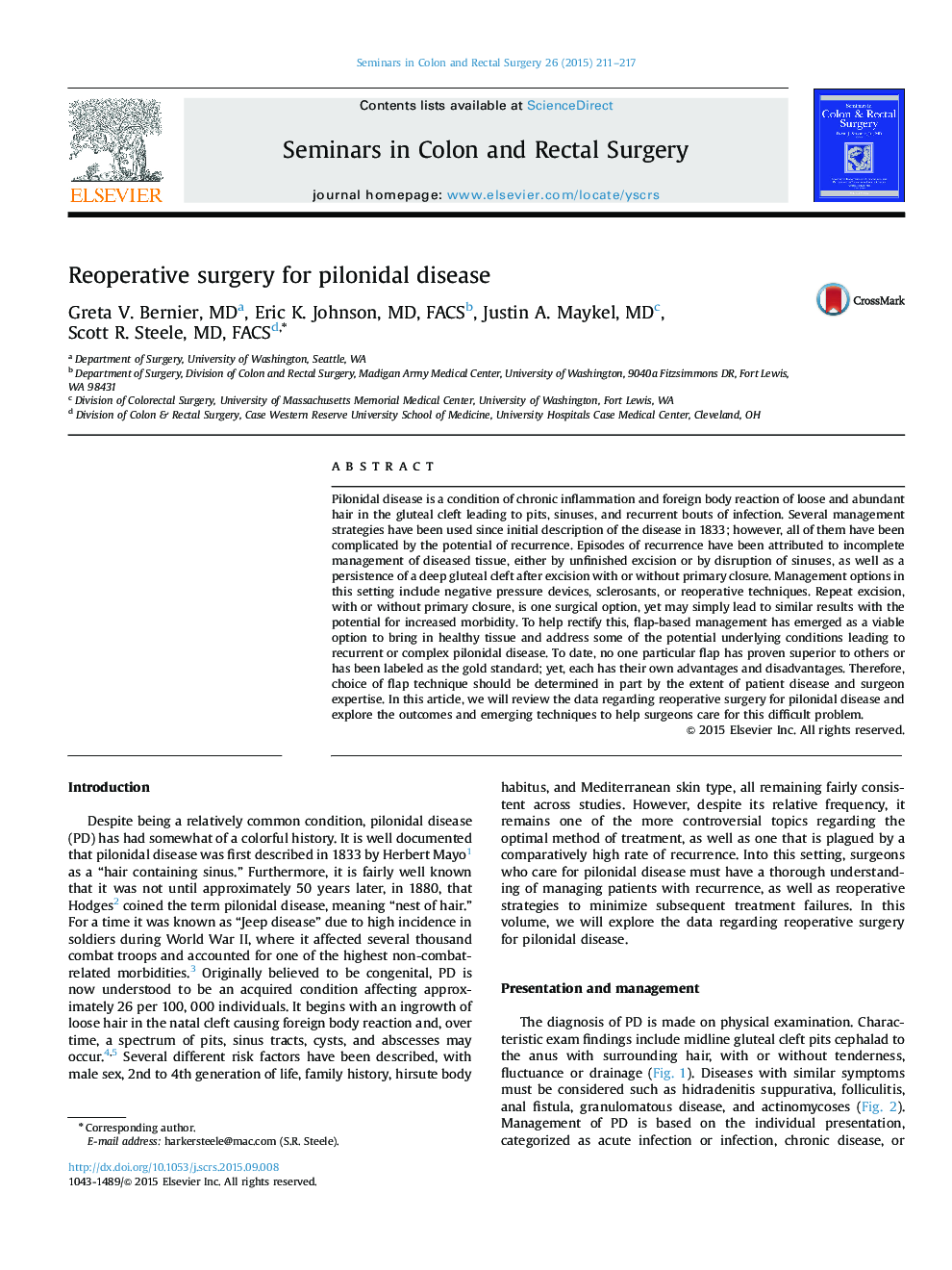 Reoperative surgery for pilonidal disease