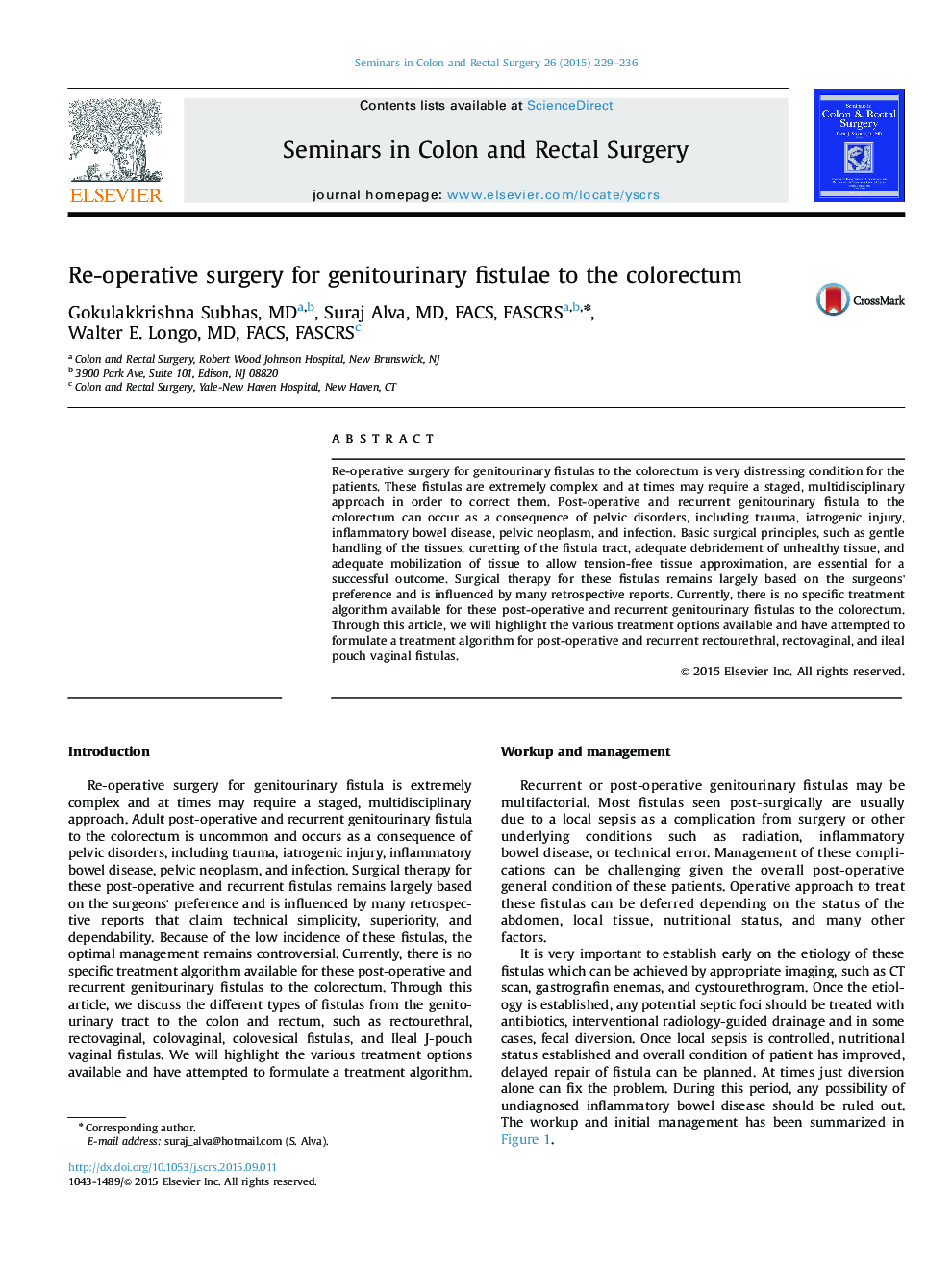 Re-operative surgery for genitourinary fistulae to the colorectum