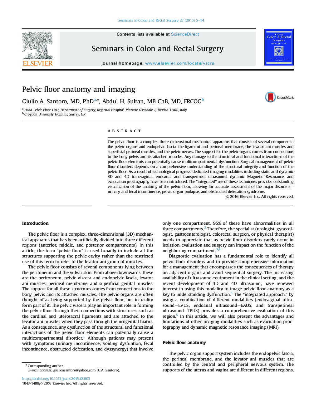 Pelvic floor anatomy and imaging