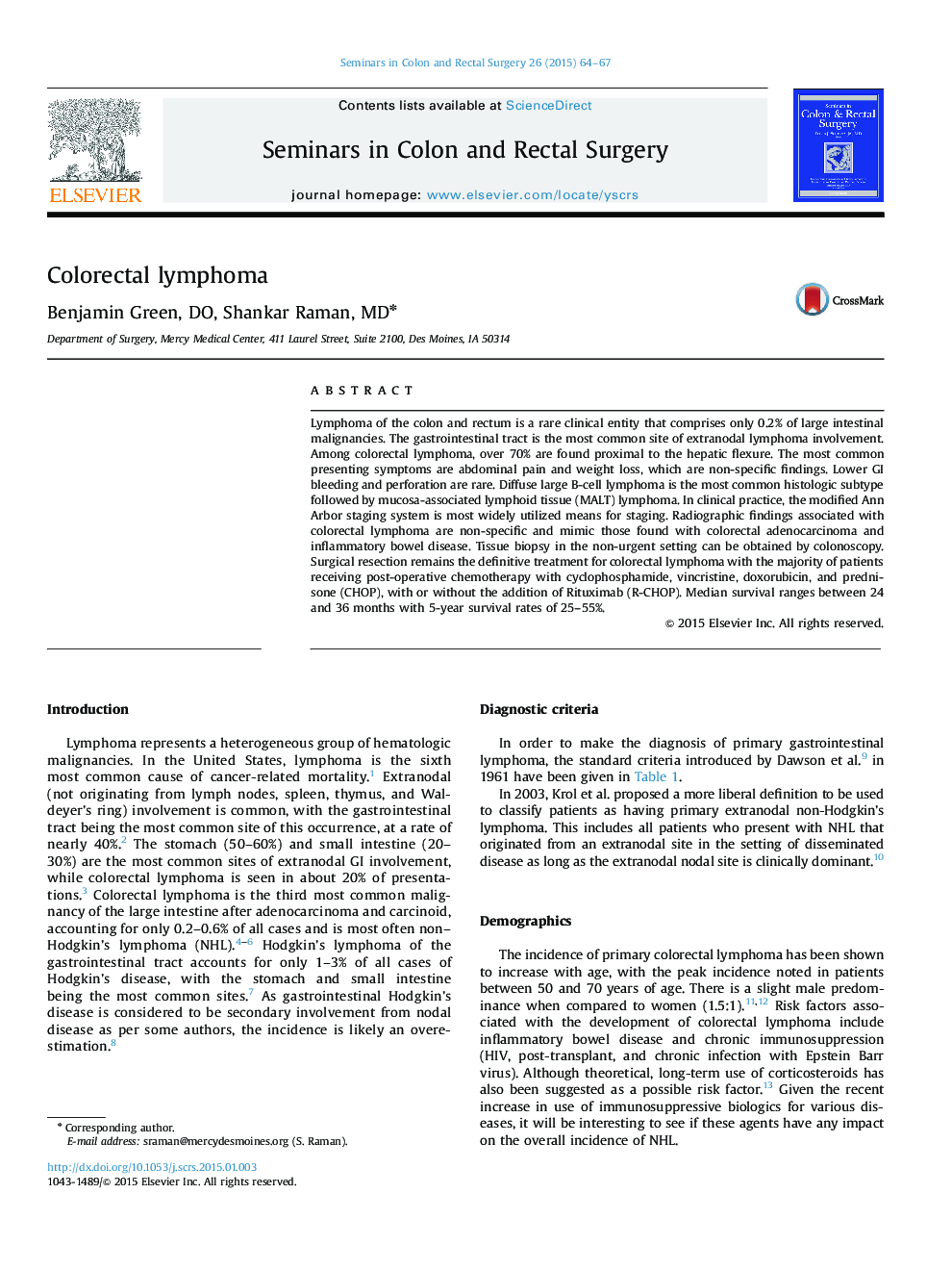 Colorectal lymphoma