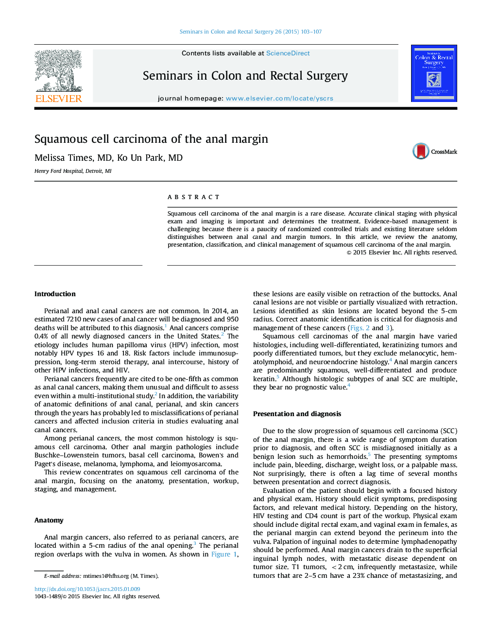 Squamous cell carcinoma of the anal margin