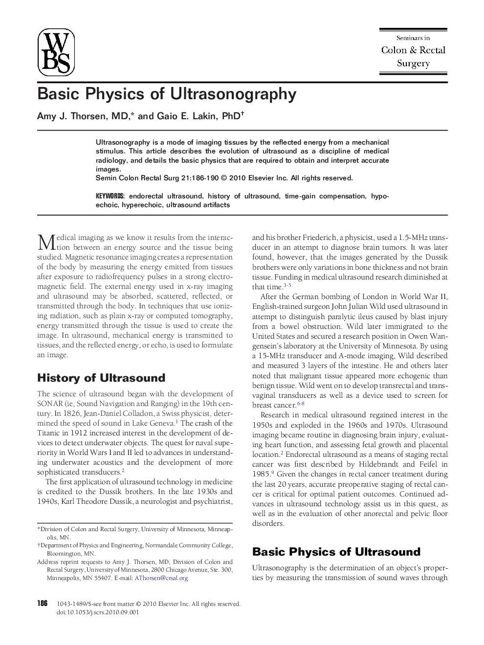 Basic Physics of Ultrasonography