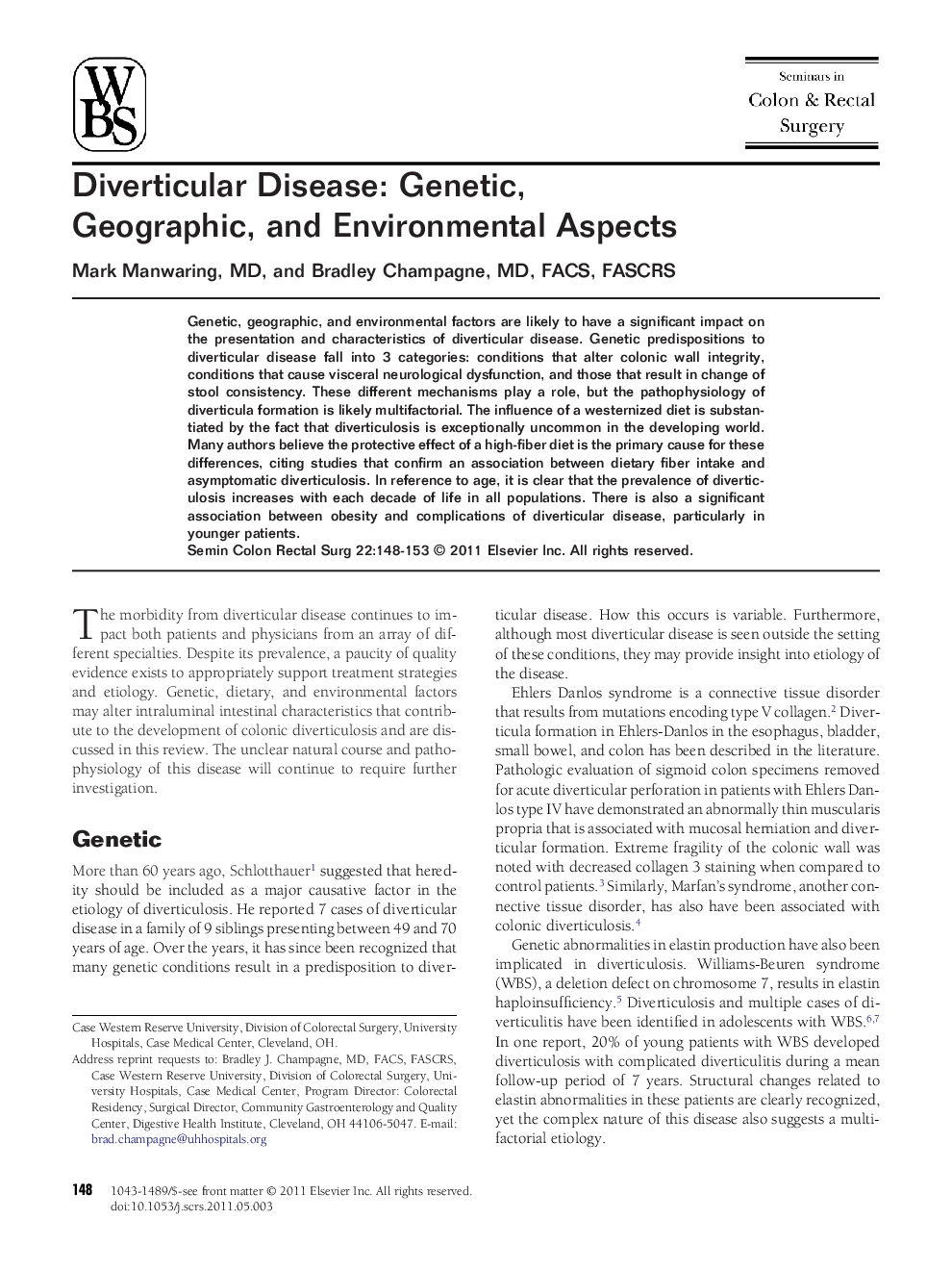 Diverticular Disease: Genetic, Geographic, and Environmental Aspects