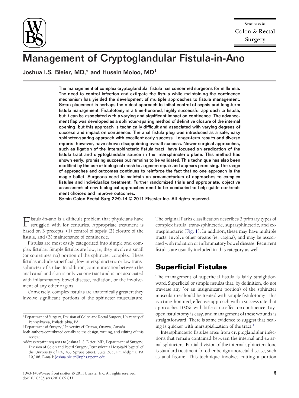 Management of Cryptoglandular Fistula-in-Ano