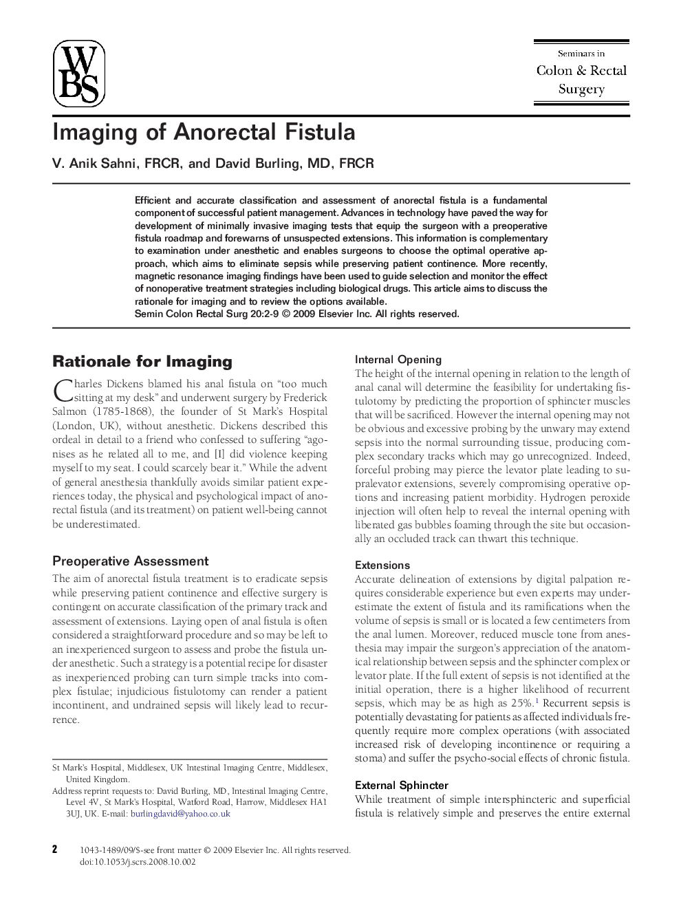 Imaging of Anorectal Fistula