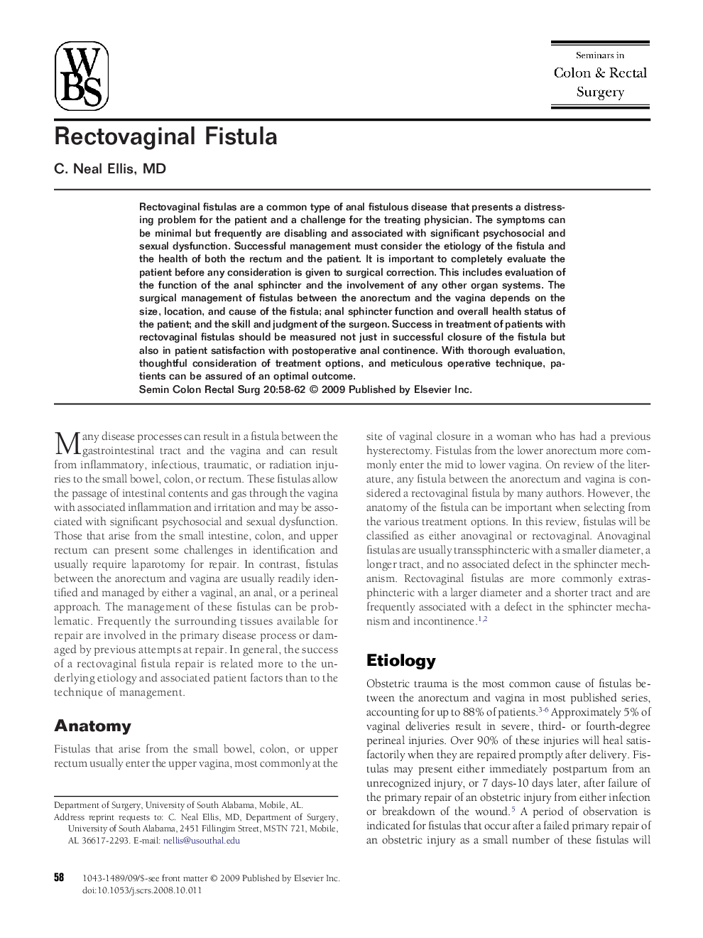 Rectovaginal Fistula