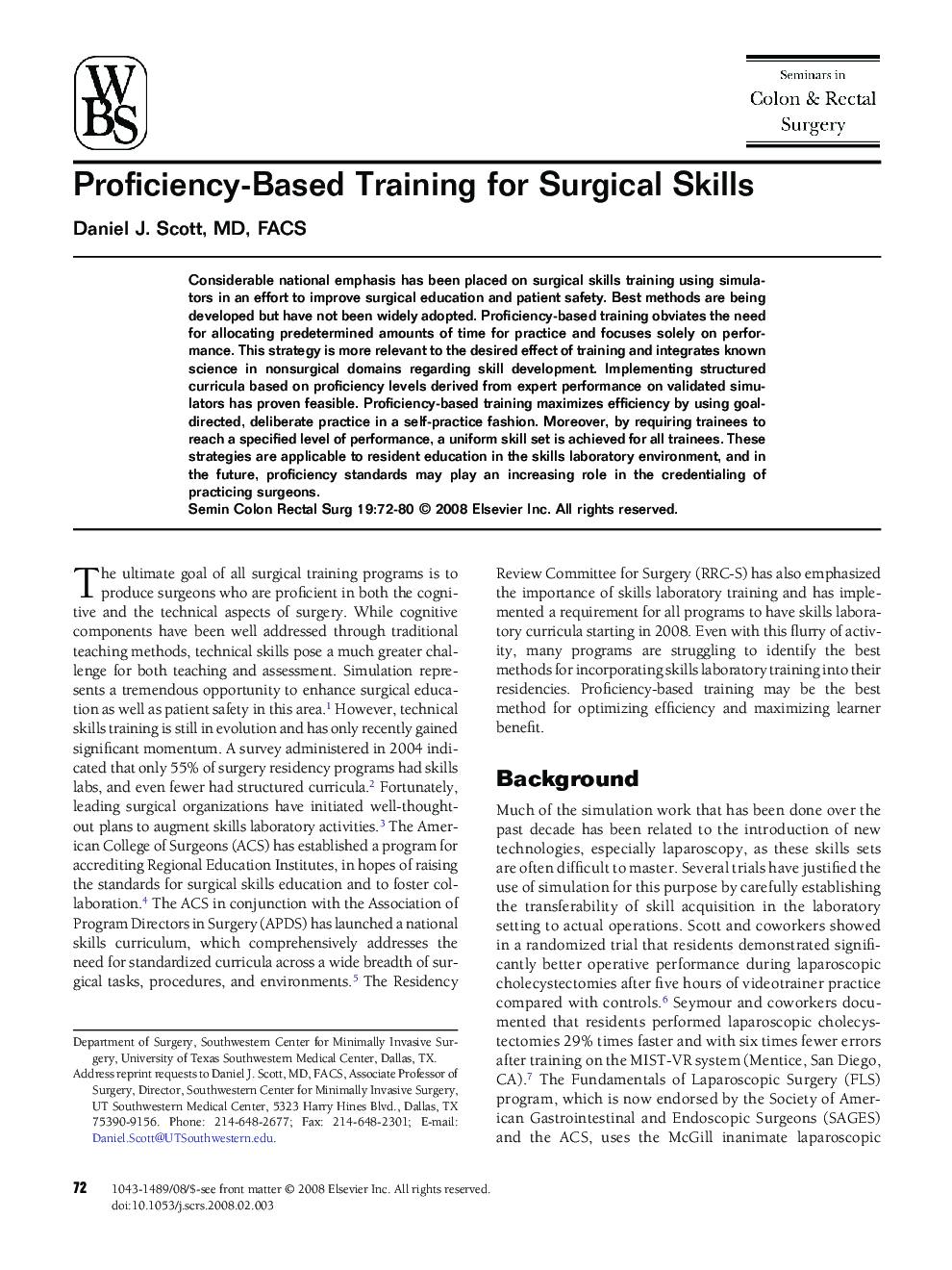 Proficiency-Based Training for Surgical Skills