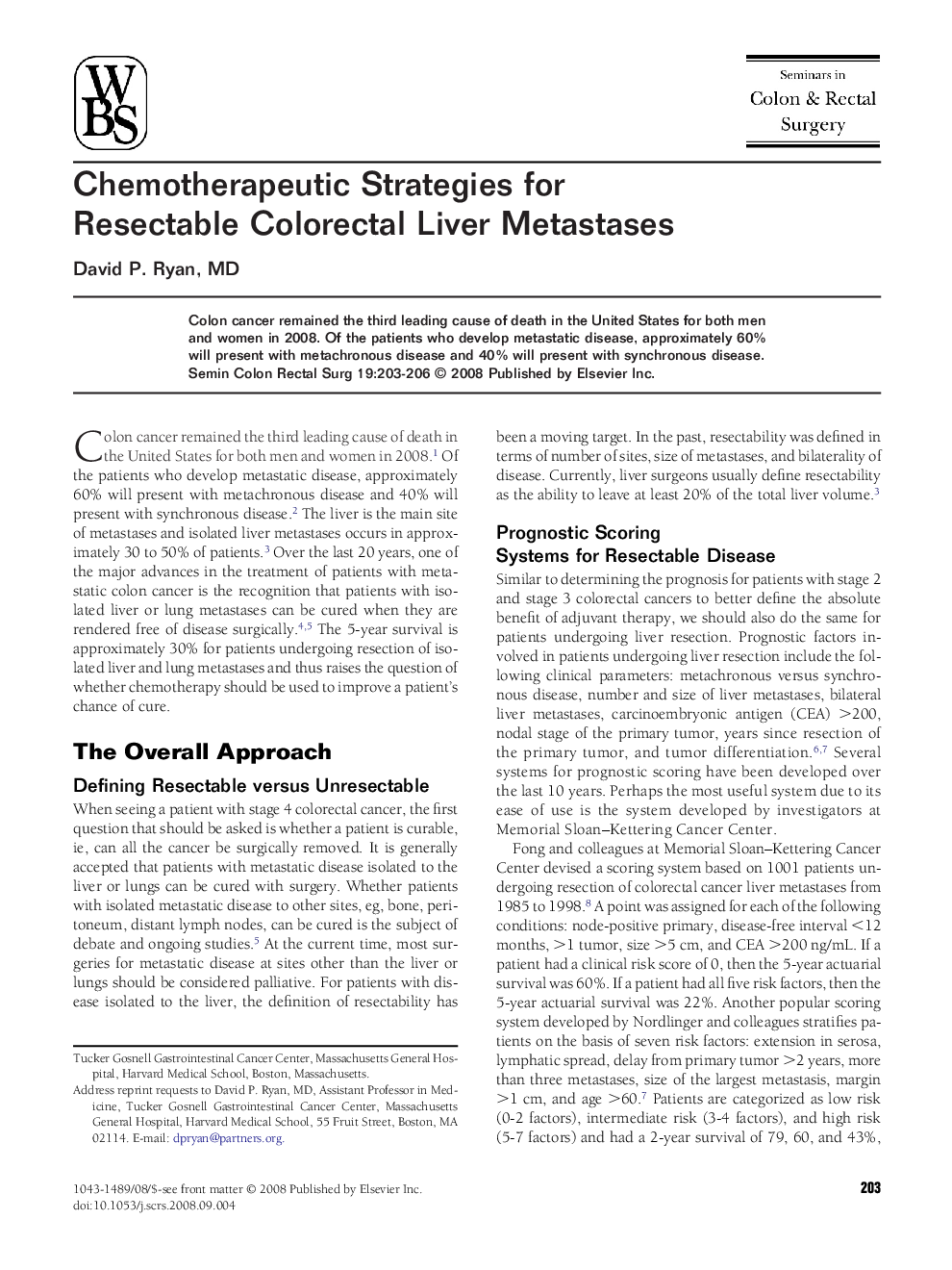 Chemotherapeutic Strategies for Resectable Colorectal Liver Metastases