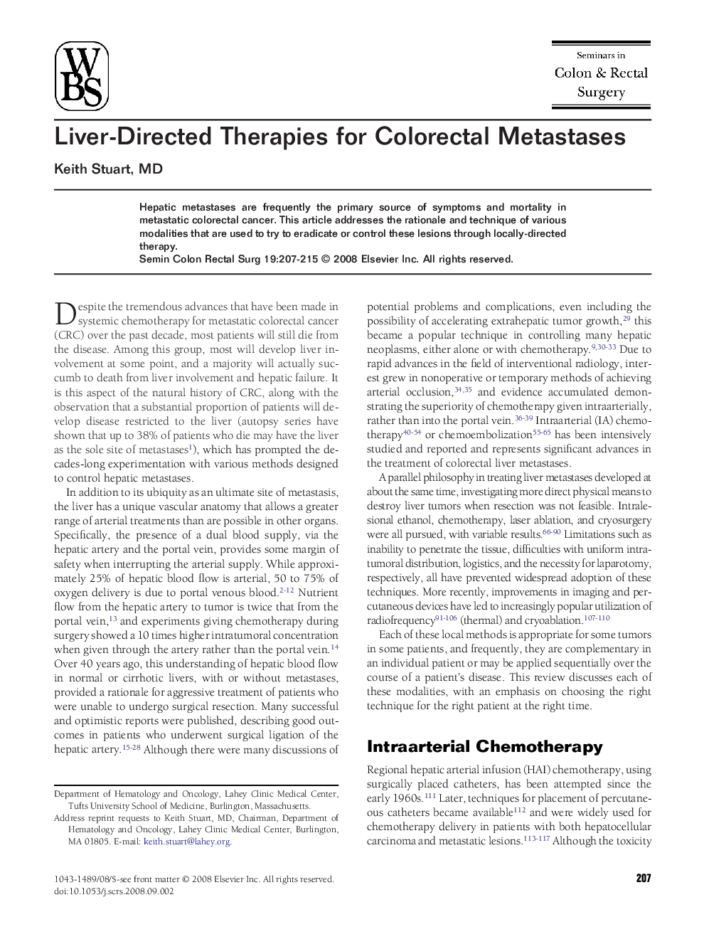 Liver-Directed Therapies for Colorectal Metastases