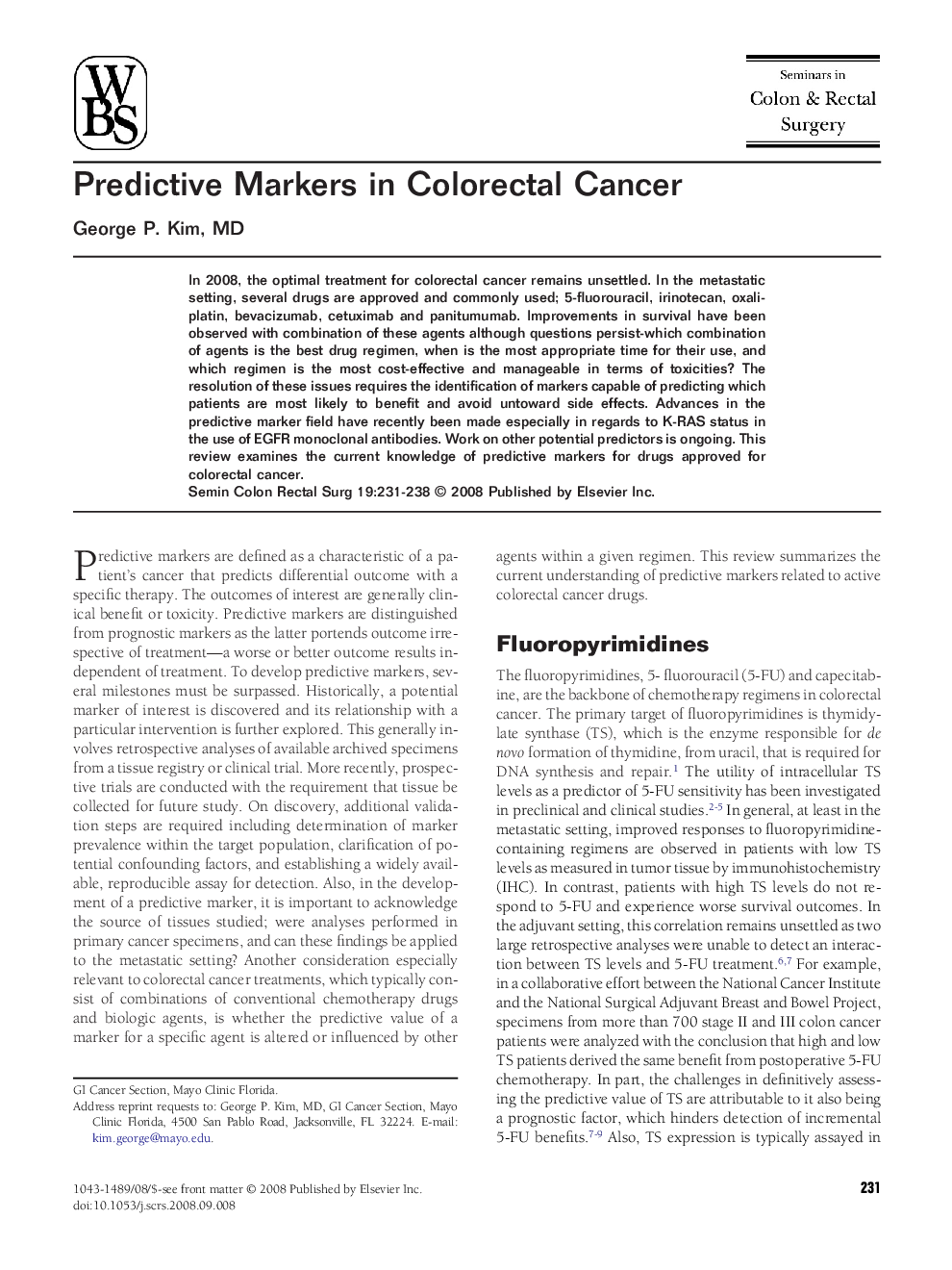 Predictive Markers in Colorectal Cancer