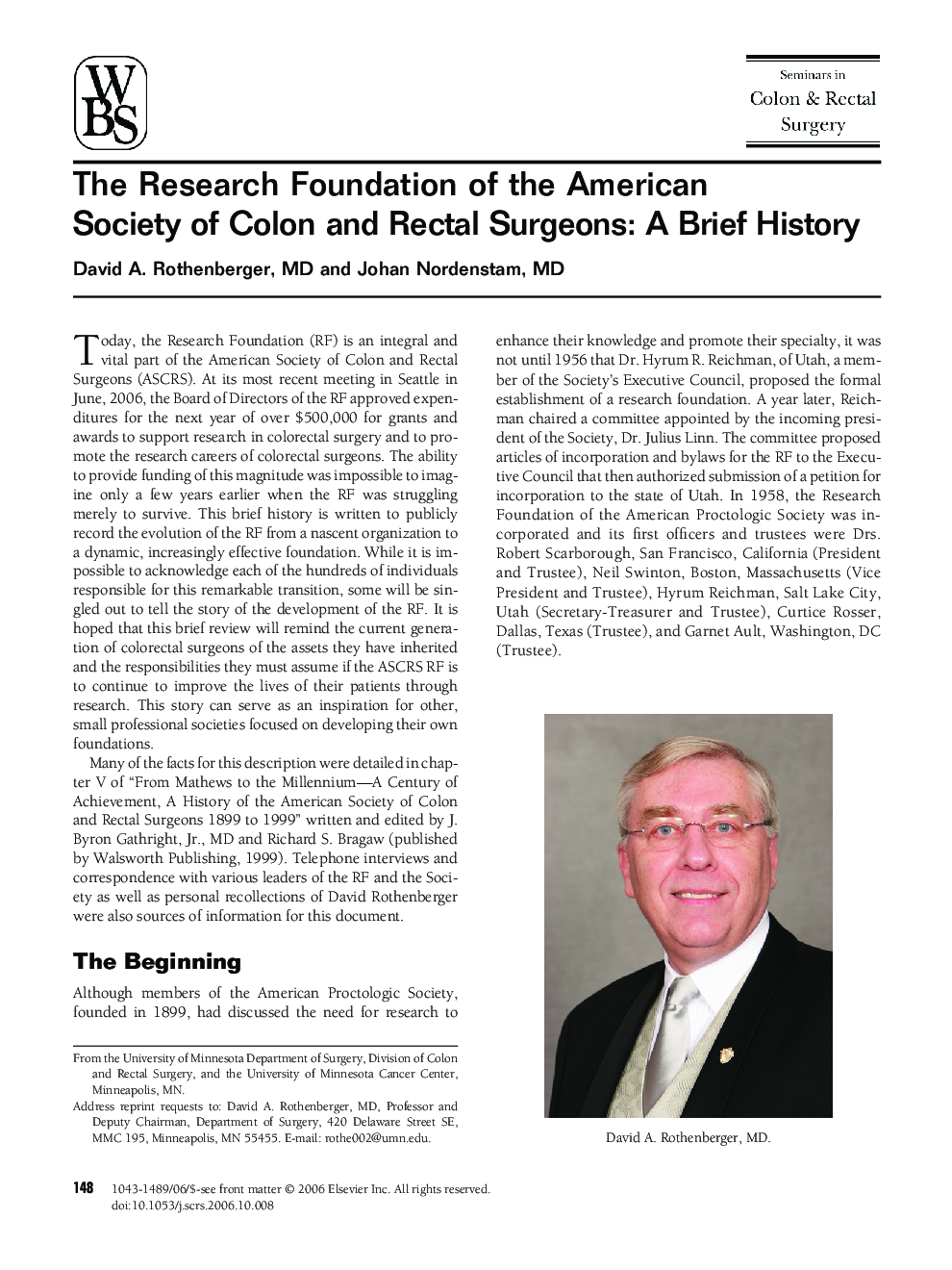 The Research Foundation of the American Society of Colon and Rectal Surgeons: A Brief History