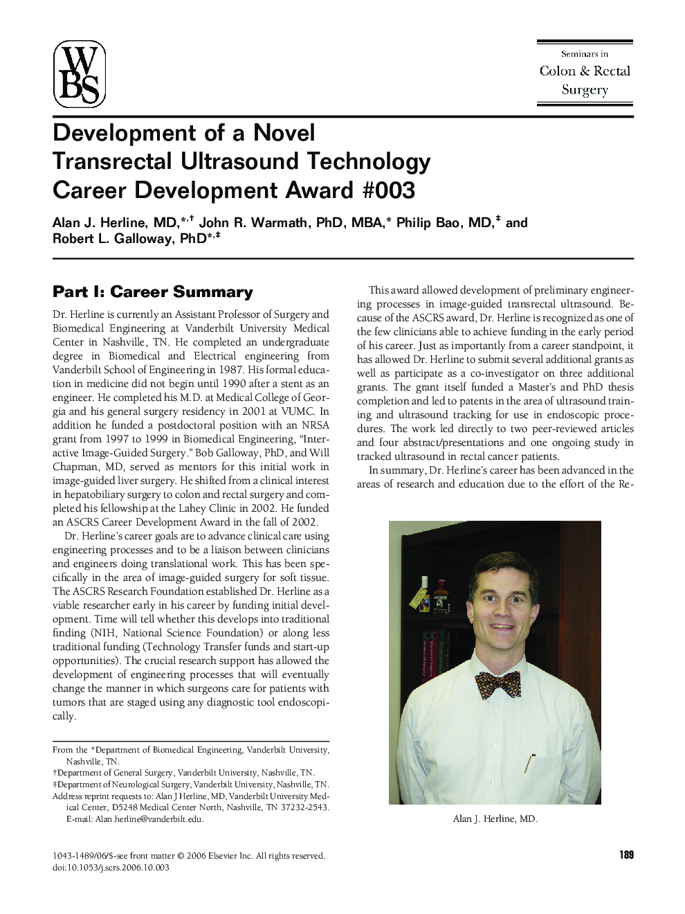 Development of a Novel Transrectal Ultrasound TechnologyCareer Development Award #003