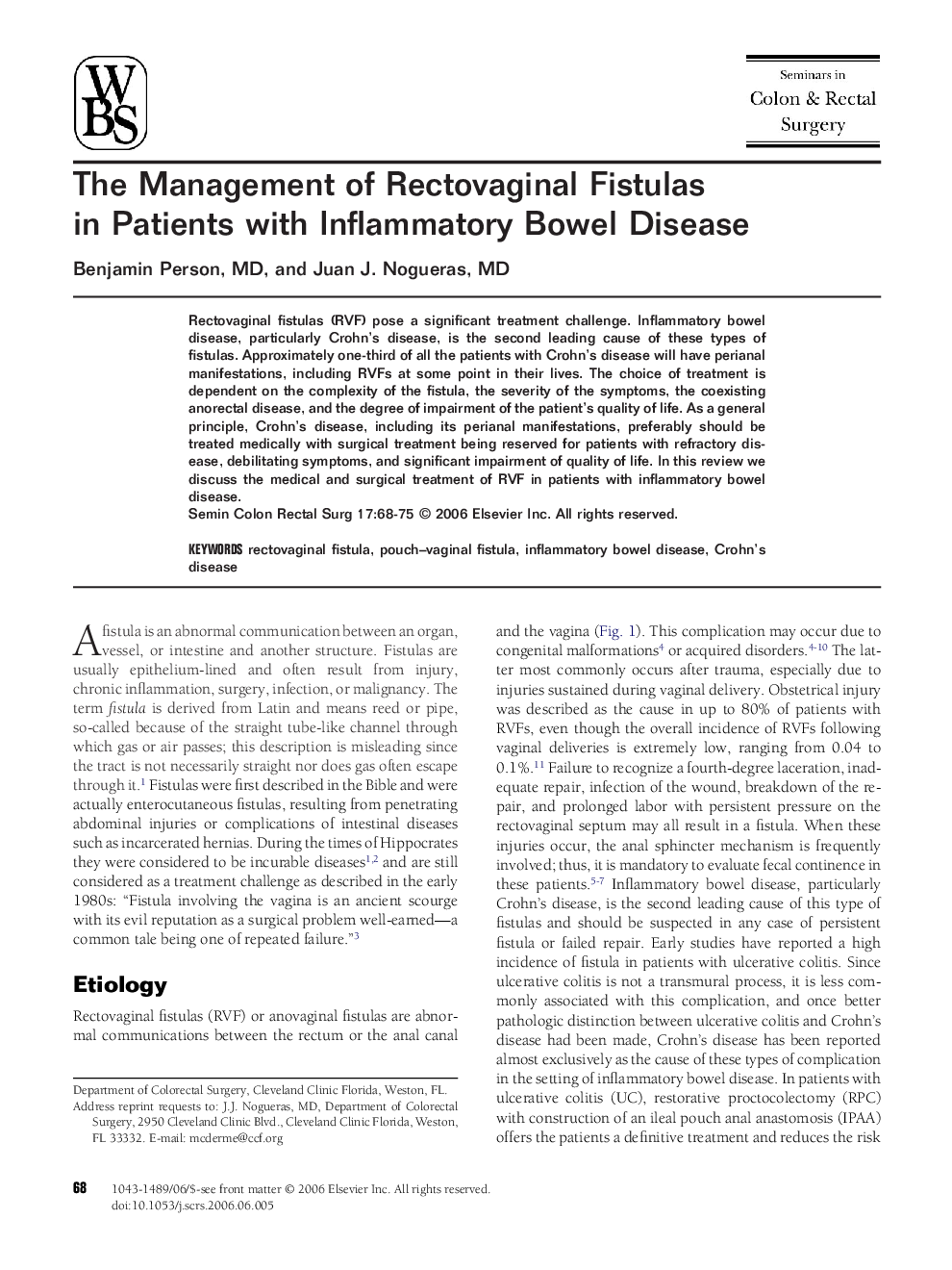 The Management of Rectovaginal Fistulas in Patients with Inflammatory Bowel Disease