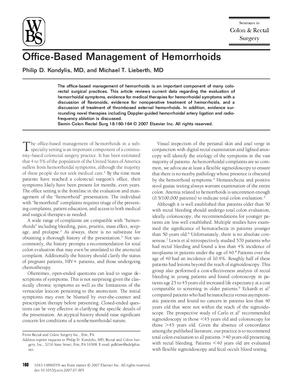 Office-Based Management of Hemorrhoids