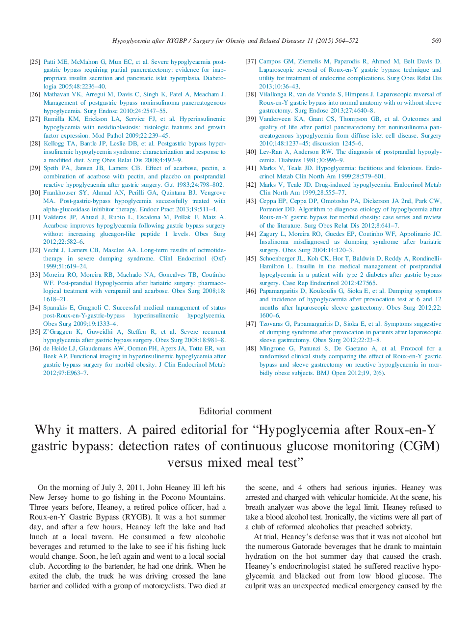 عکس صفحه اول مقاله: Why it matters. A paired editorial for “Hypoglycemia after Roux-en-Y gastric bypass: detection rates of continuous glucose monitoring (CGM) versus mixed meal test” Why it matters. A paired editorial for “Hypoglycemia after Roux-en-Y gastric bypass: detection rates of continuous glucose monitoring (CGM) versus mixed meal test”