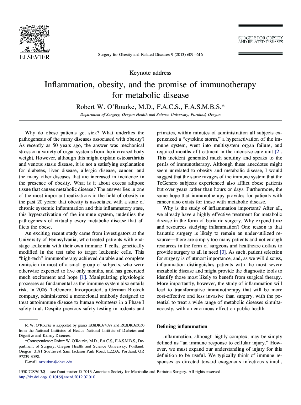 عکس صفحه اول مقاله: Inflammation, obesity, and the promise of immunotherapy for metabolic disease Inflammation, obesity, and the promise of immunotherapy for metabolic disease