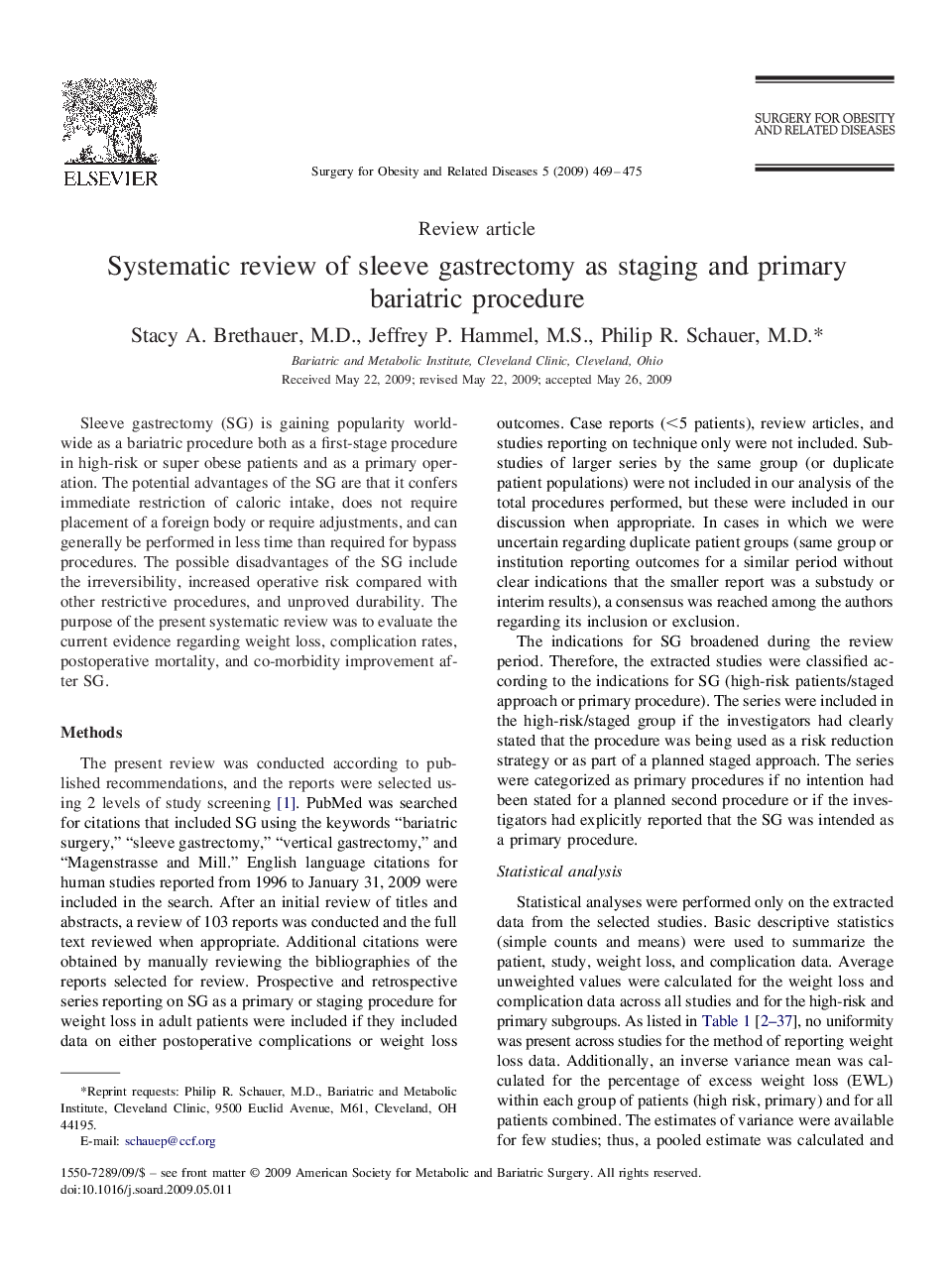 عکس صفحه اول مقاله: Systematic review of sleeve gastrectomy as staging and primary bariatric procedure Systematic review of sleeve gastrectomy as staging and primary bariatric procedure