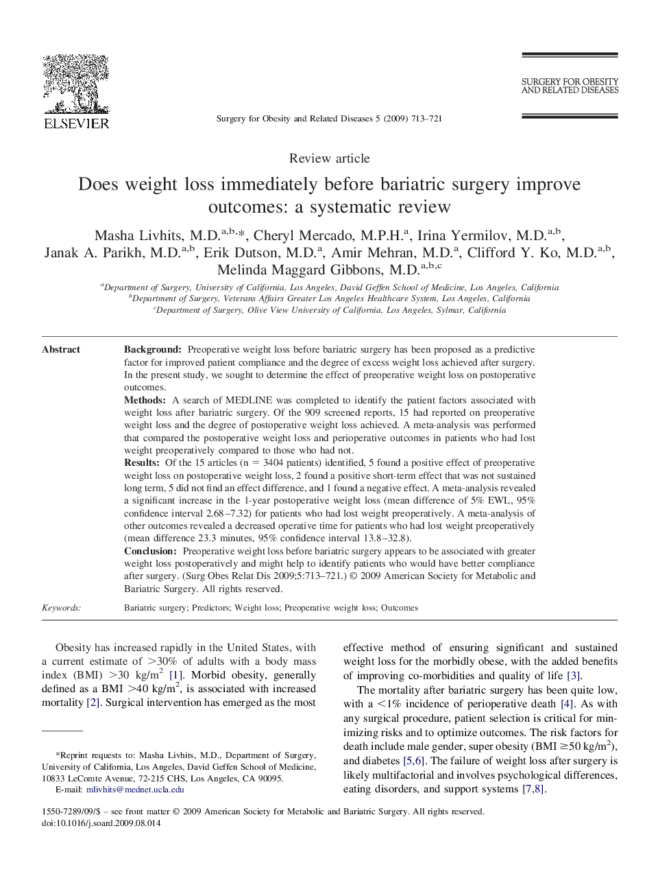 Does weight loss immediately before bariatric surgery improve outcomes: a systematic review