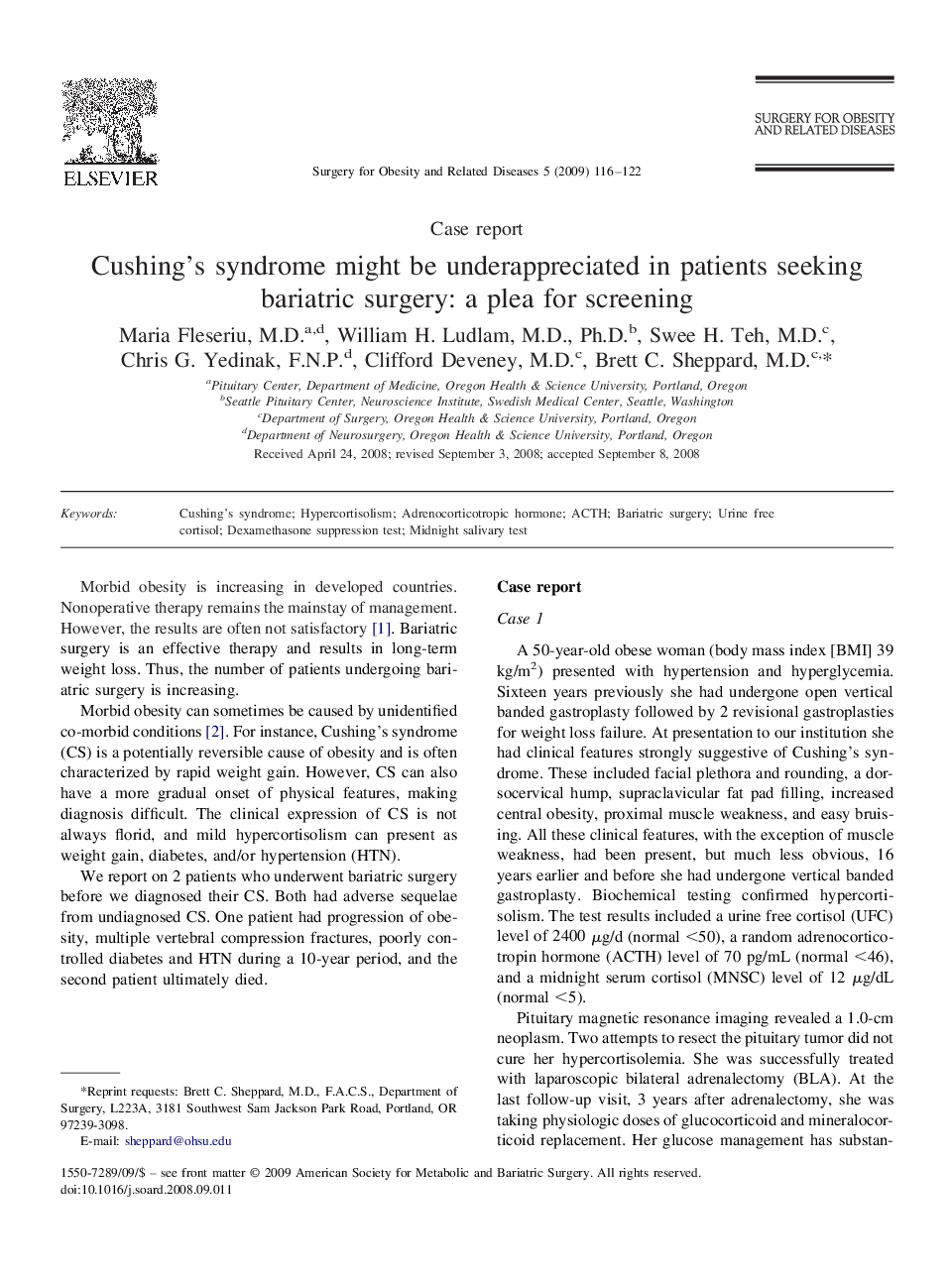 عکس صفحه اول مقاله: Cushing's syndrome might be underappreciated in patients seeking bariatric surgery: a plea for screening Cushing's syndrome might be underappreciated in patients seeking bariatric surgery: a plea for screening