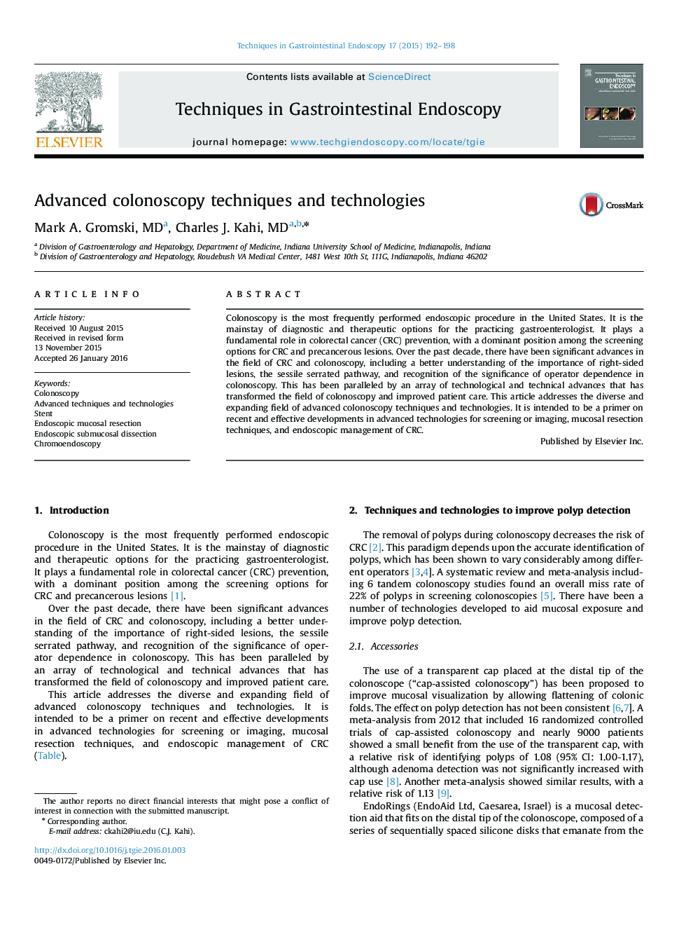 Advanced colonoscopy techniques and technologies 