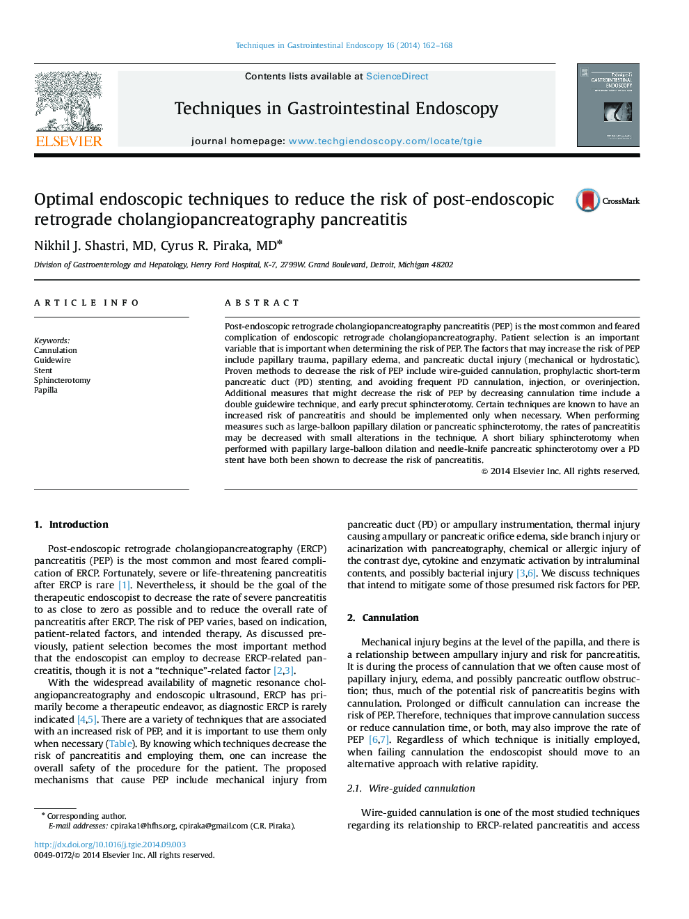 Optimal endoscopic techniques to reduce the risk of post-endoscopic retrograde cholangiopancreatography pancreatitis