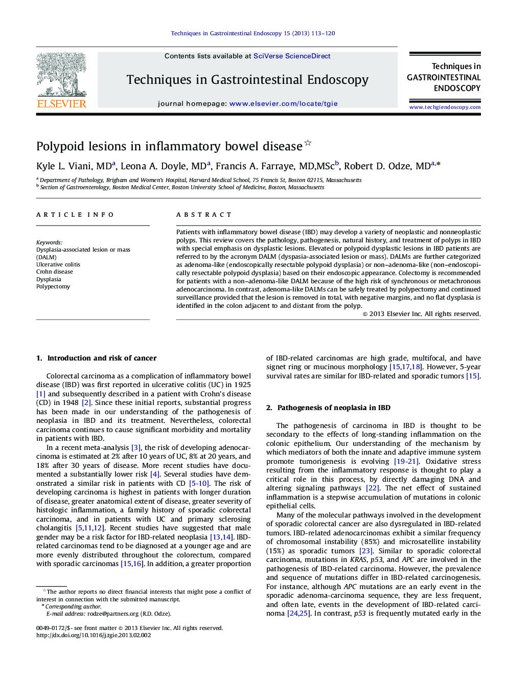 Polypoid lesions in inflammatory bowel disease 